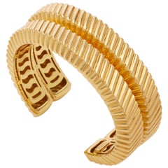 Tiffany & Co. 18 Karat Yellow Gold Textured Cuffs