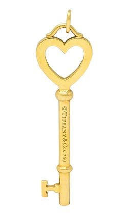 Tiffany & Co. 18 Karat Yellow Gold Tiffany Heart Key Pendant