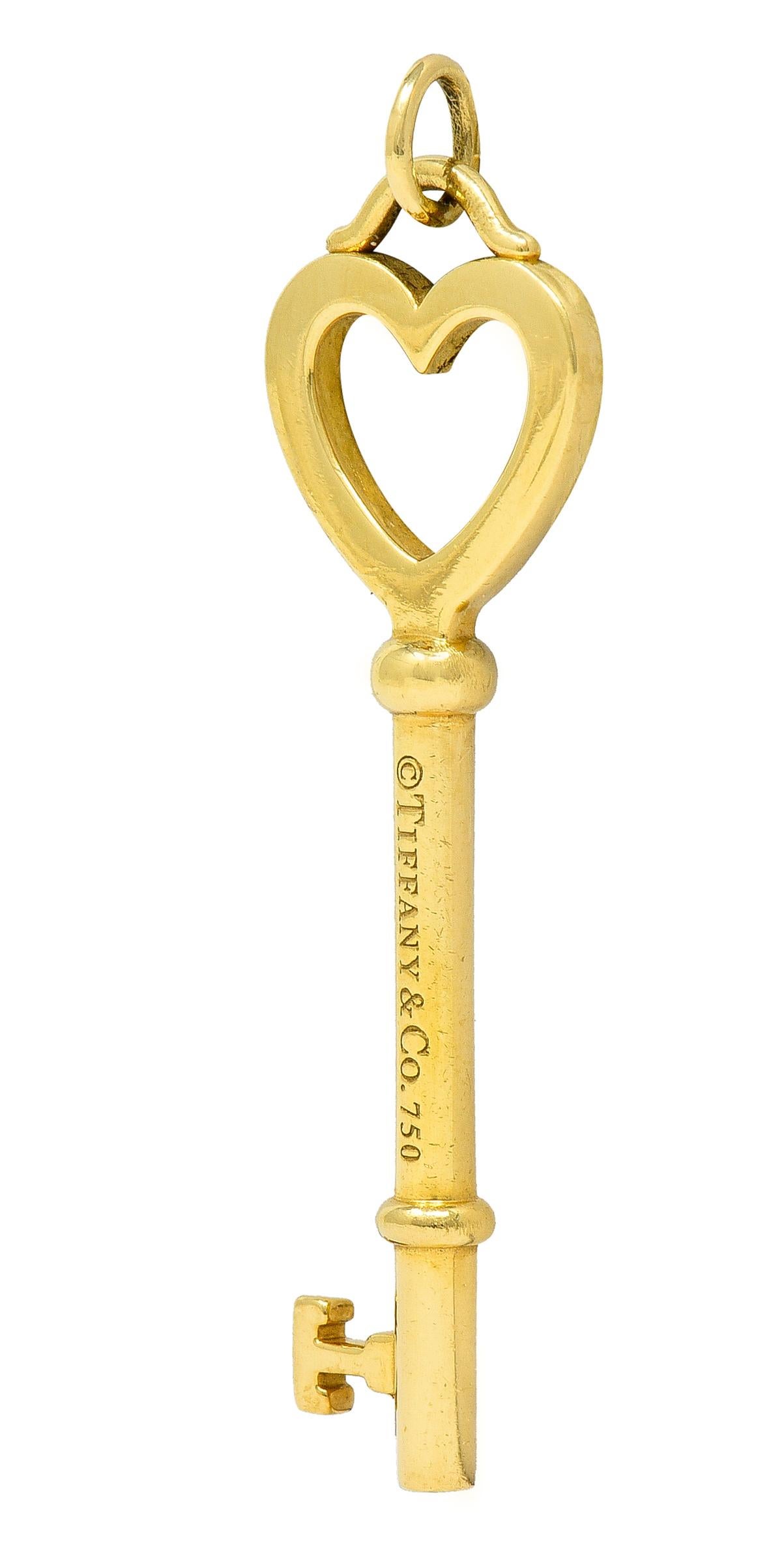 Contemporary Tiffany & Co. 18 Karat Yellow Gold Tiffany Heart Key Pendant