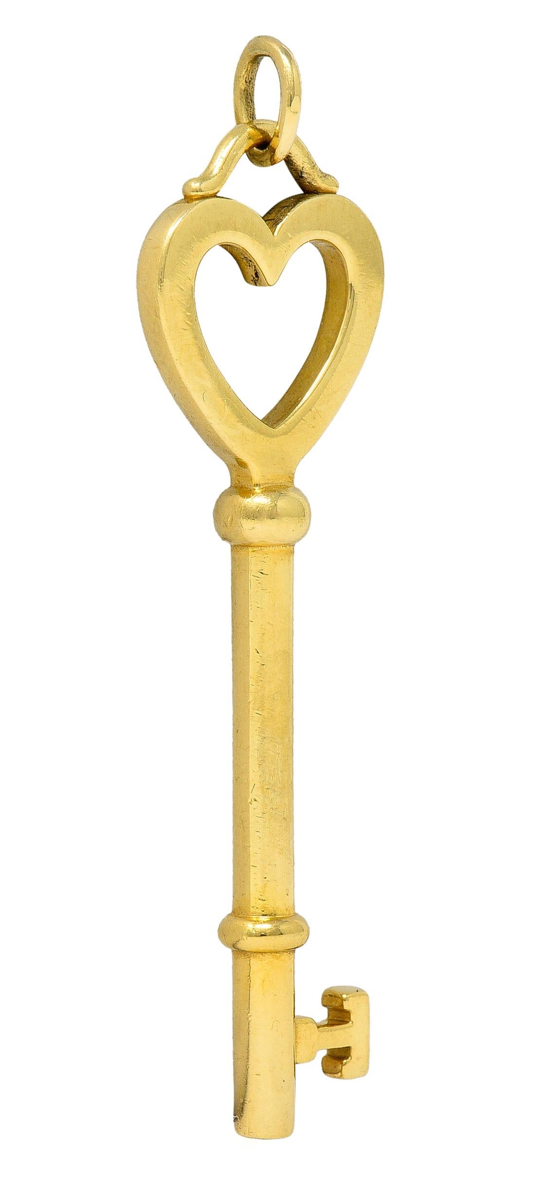 Tiffany & Co. 18 Karat Yellow Gold Tiffany Heart Key Pendant In Excellent Condition In Philadelphia, PA