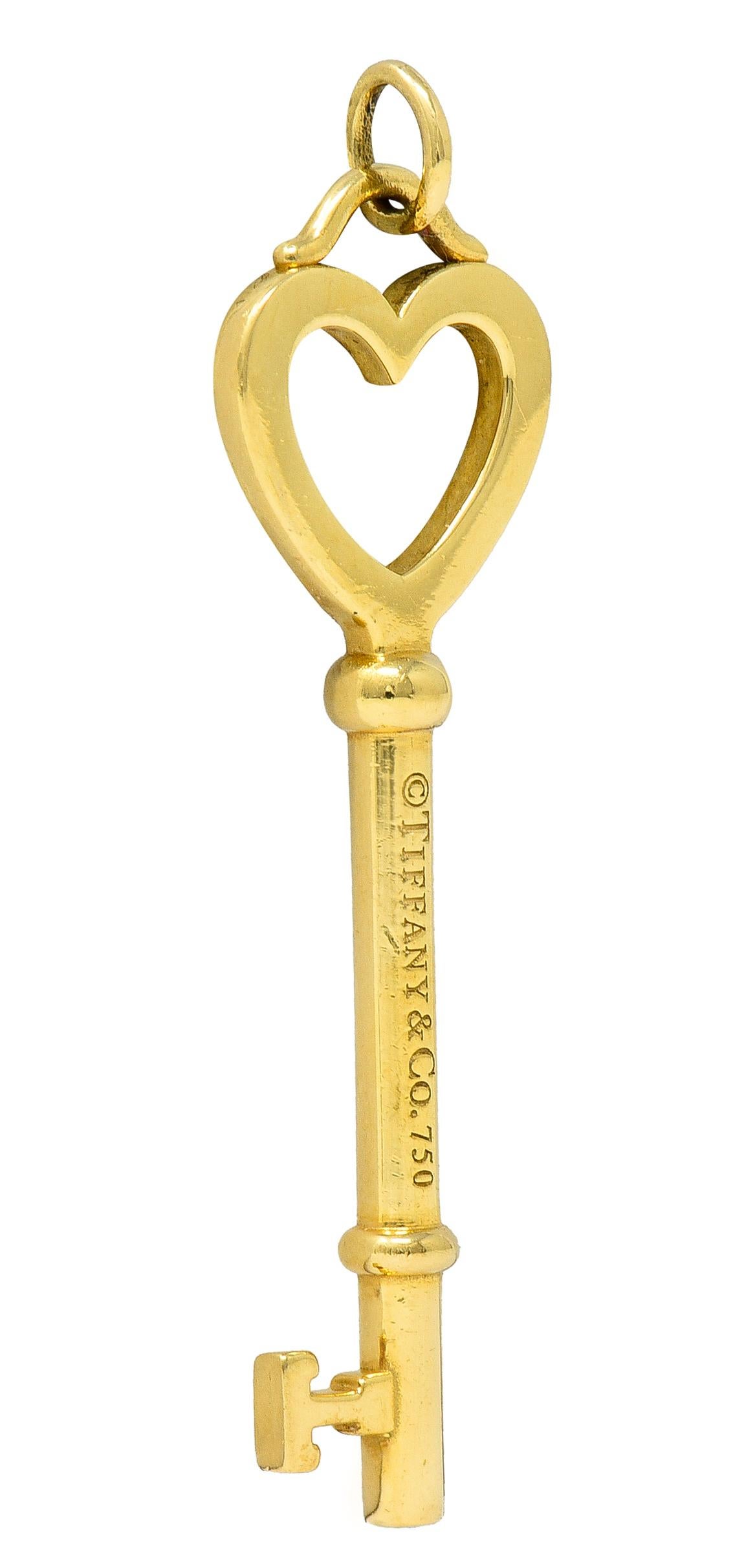 Women's or Men's Tiffany & Co. 18 Karat Yellow Gold Tiffany Heart Key Pendant