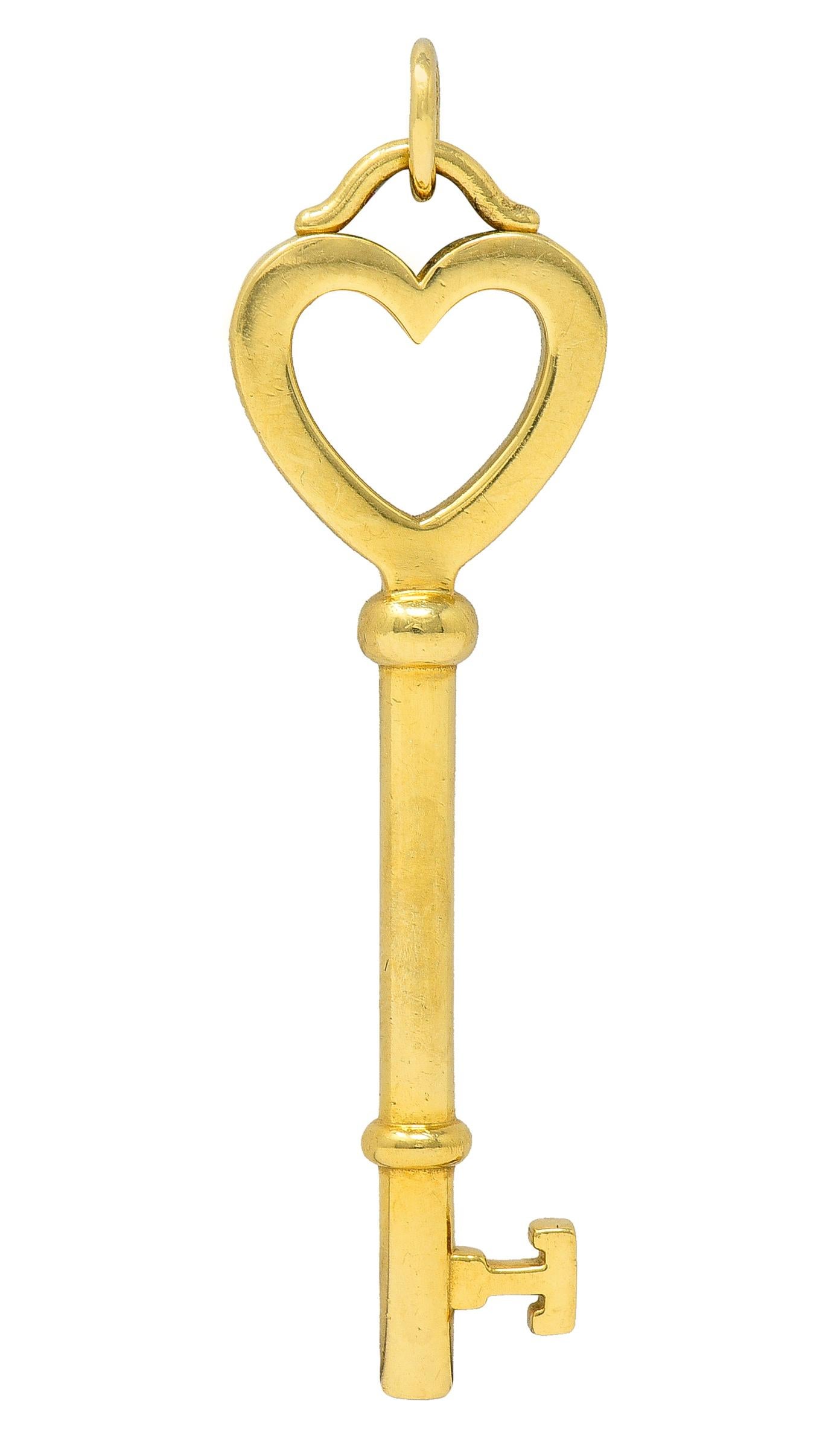 Tiffany & Co. 18 Karat Yellow Gold Tiffany Heart Key Pendant 2