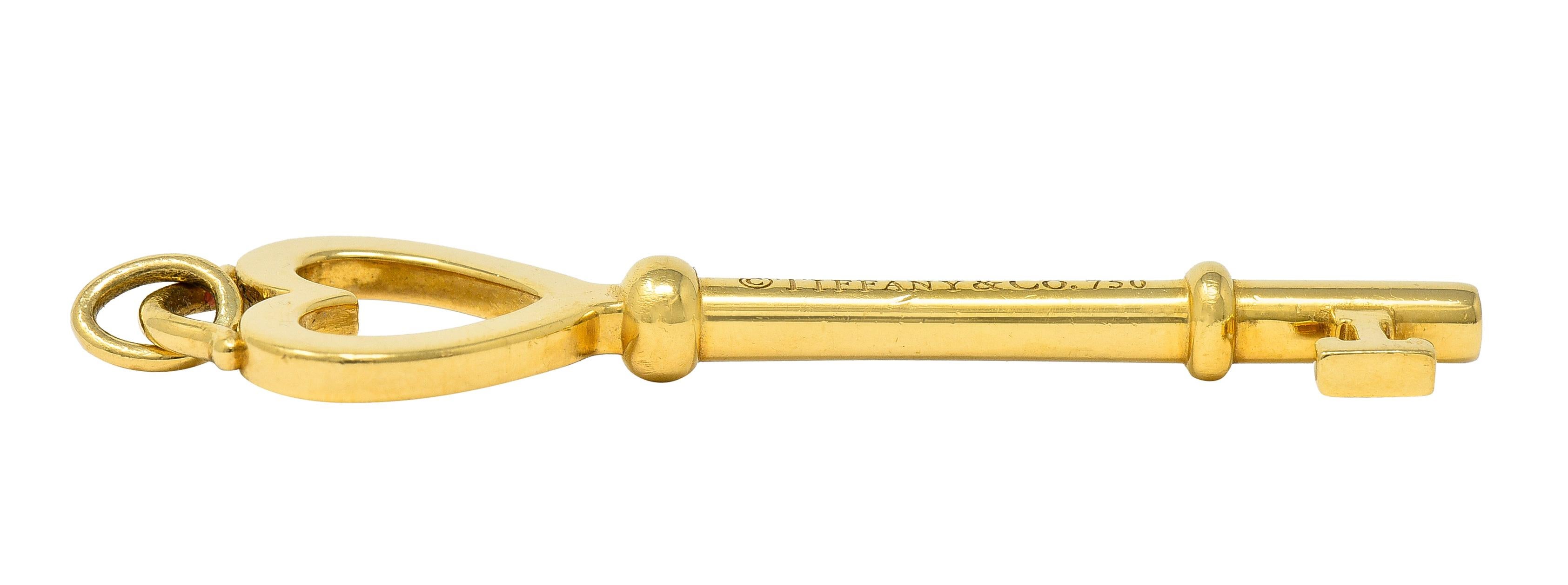 Tiffany & Co. 18 Karat Yellow Gold Tiffany Heart Key Pendant 3