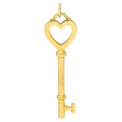 Tiffany & Co. 18 Karat Yellow Gold Tiffany Heart Key Pendant