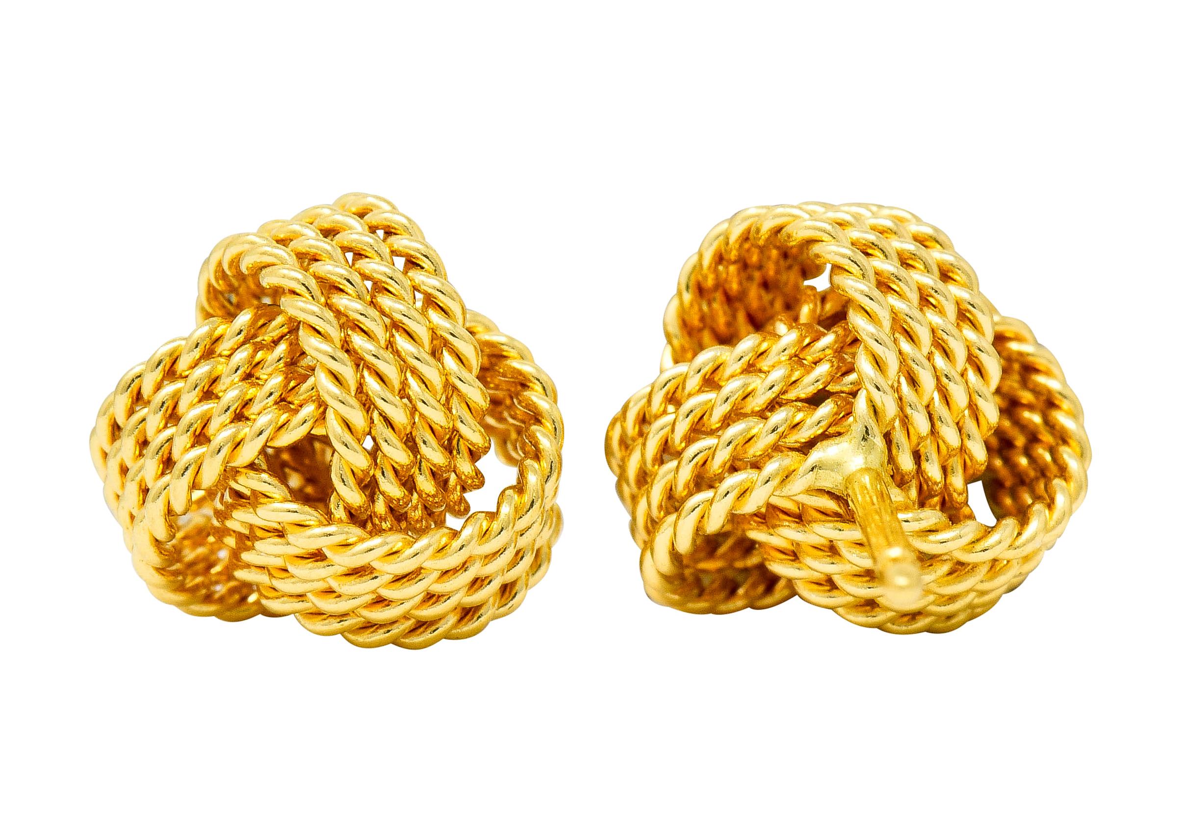 Tiffany & Co. 18 Karat Yellow Gold Tiffany Twist Knot Stud Earrings In Excellent Condition In Philadelphia, PA
