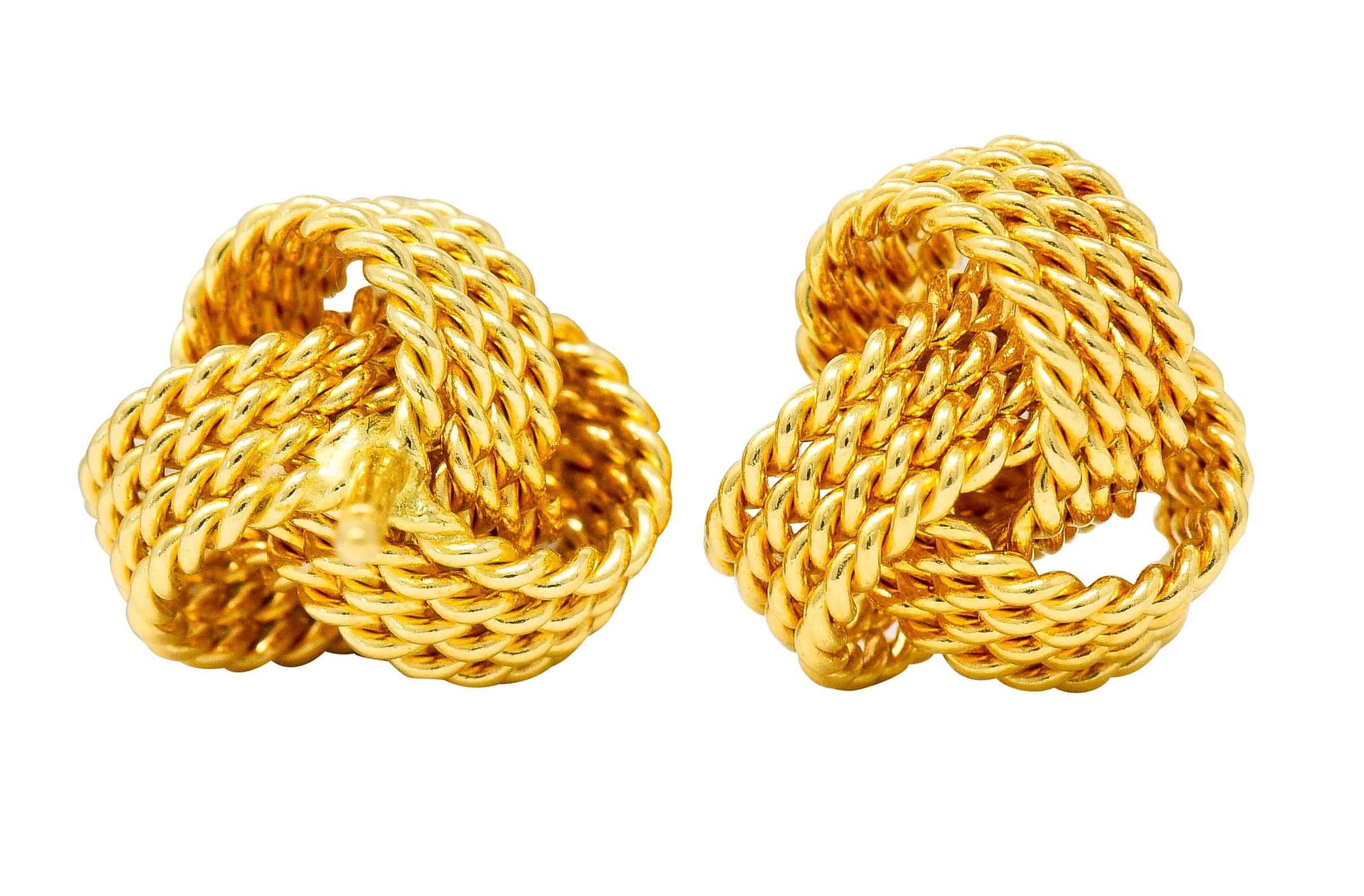 Women's or Men's Tiffany & Co. 18 Karat Yellow Gold Tiffany Twist Knot Stud Earrings