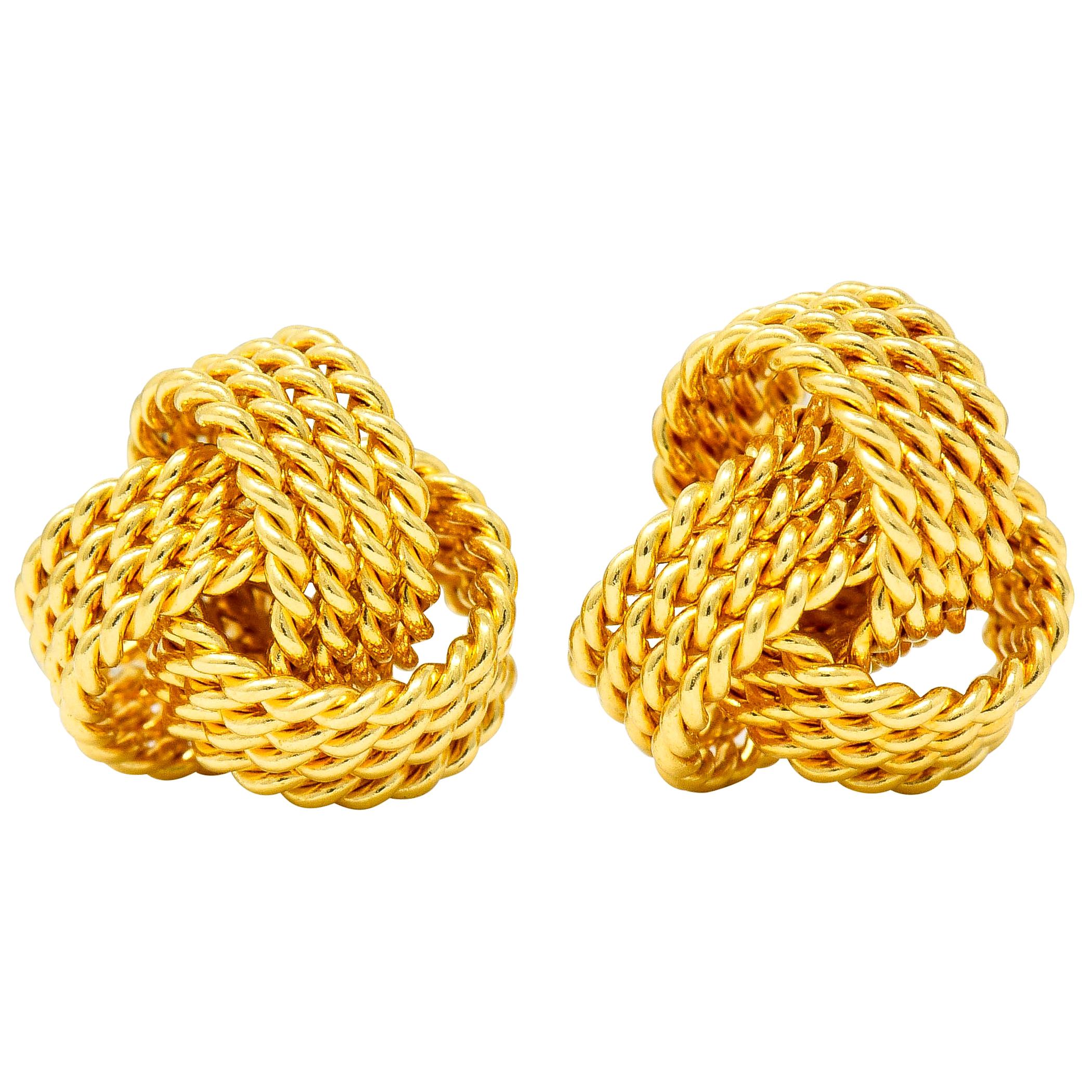 Tiffany & Co. 18 Karat Yellow Gold Tiffany Twist Knot Stud Earrings