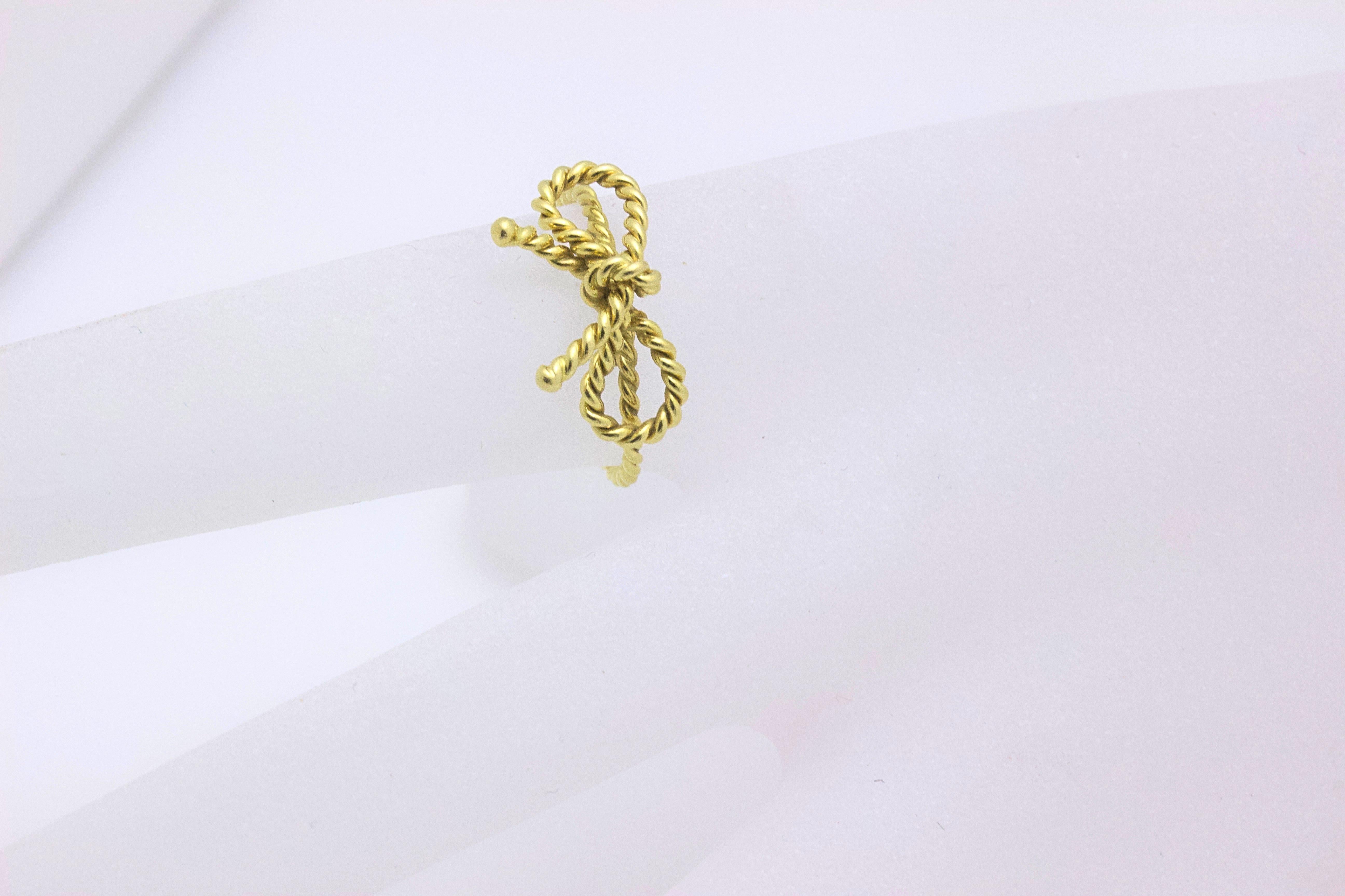 Tiffany & Co. 18 Karat Yellow Gold Twisted Bow Ring 2