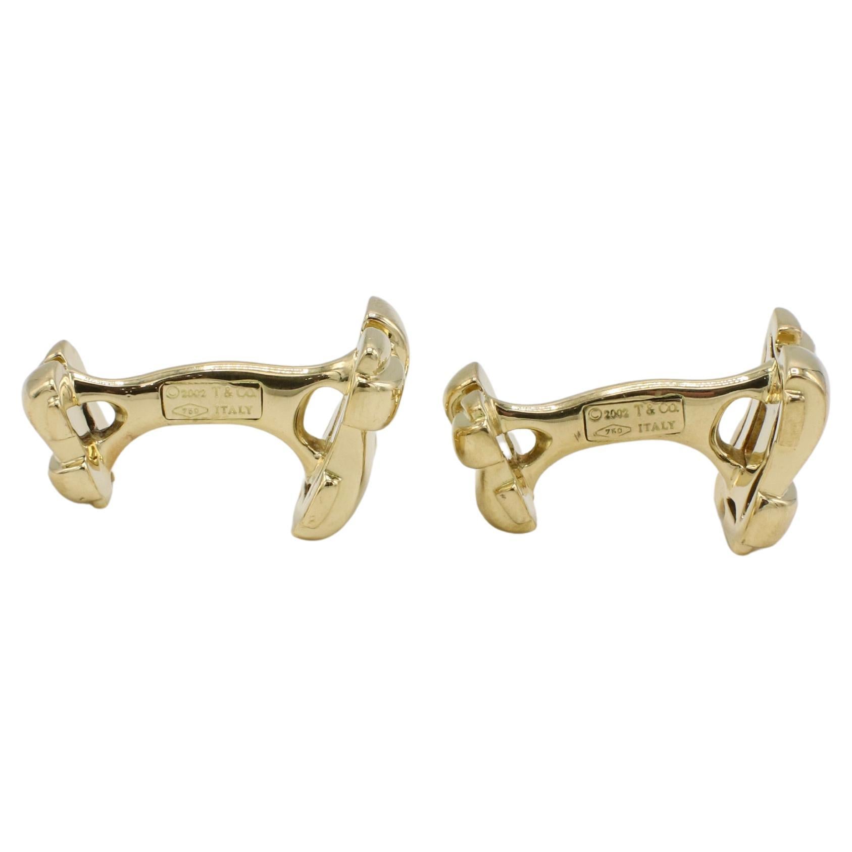 Tiffany & Co. 18 Karat Gelbgold Vintage Biscayne Square Manschettenknöpfe 2002 im Zustand „Hervorragend“ im Angebot in  Baltimore, MD