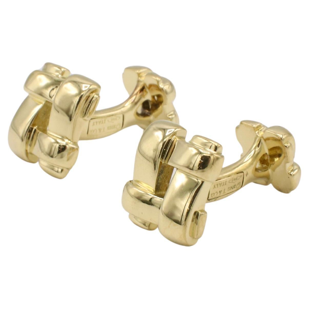 Tiffany 
Co. 18 Karat Gelbgold Vintage Biscayne Square Manschettenknöpfe 2002 im Angebot