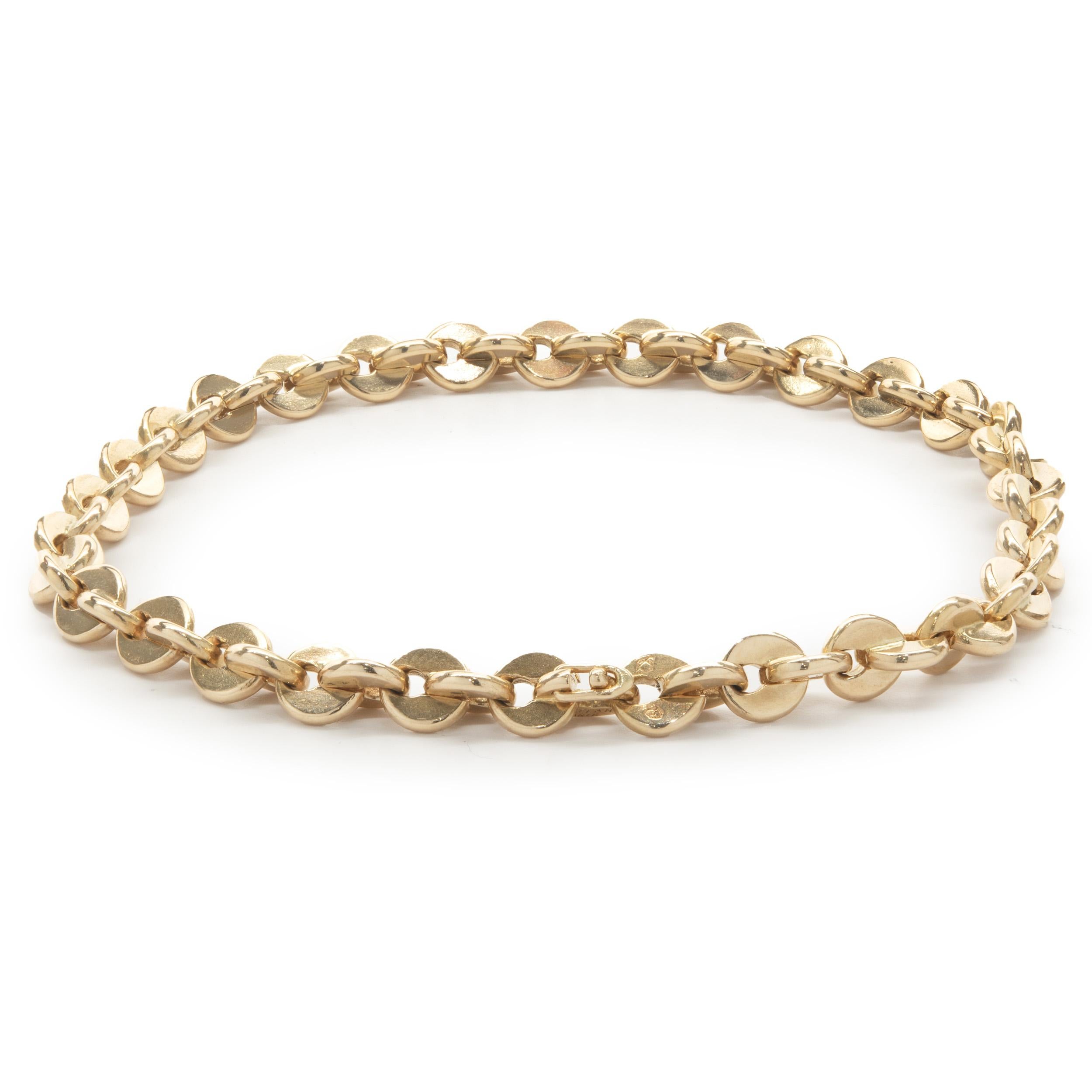 Designer: Tiffany & Co. 
Material: 18K yellow gold
Dimensions: bracelet measures 7.75-inches
Weight: 21.45 grams