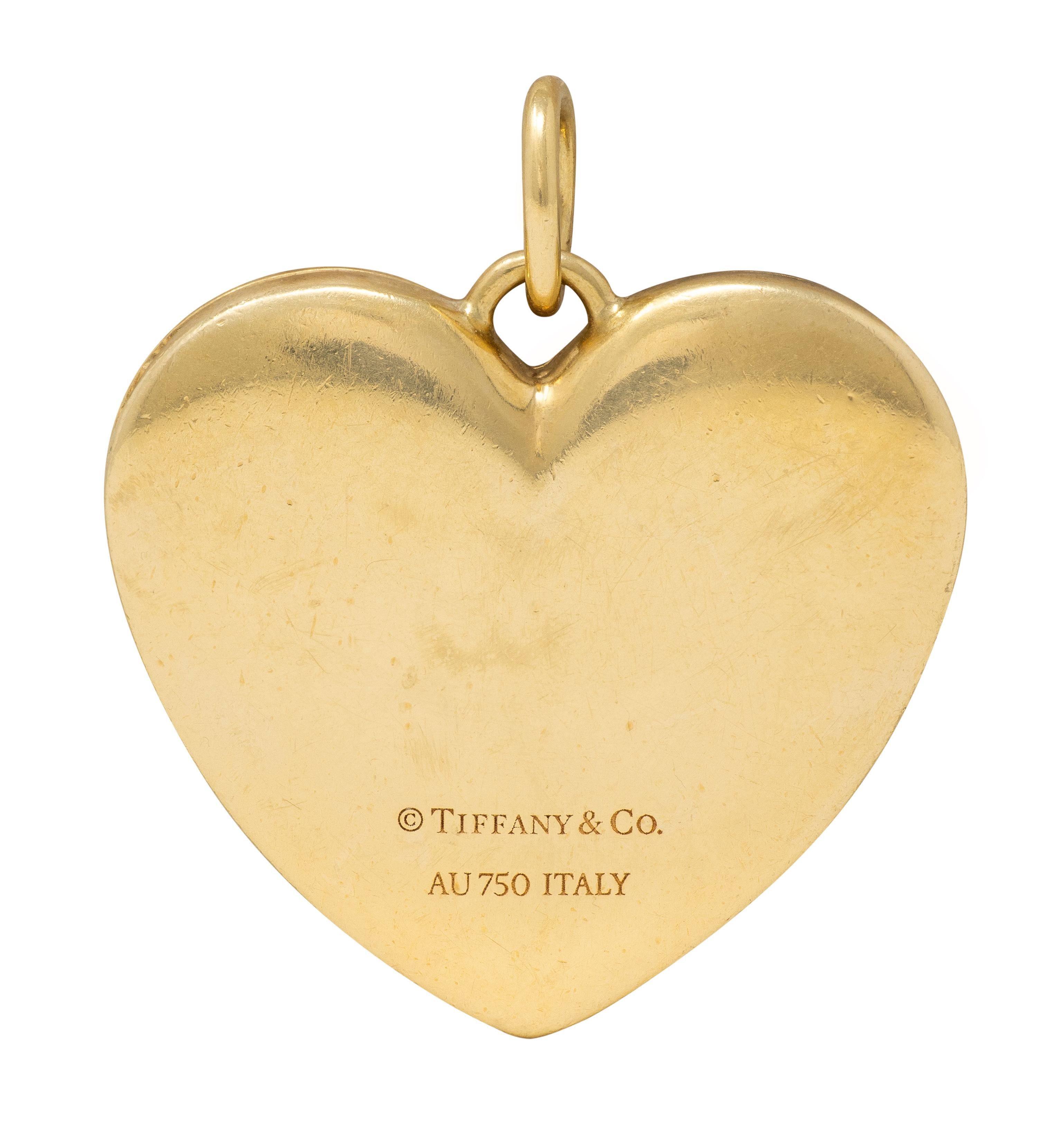 Tiffany & Co. 18 Karat Yellow Gold Vintage Heart Locket Pendant In Excellent Condition For Sale In Philadelphia, PA