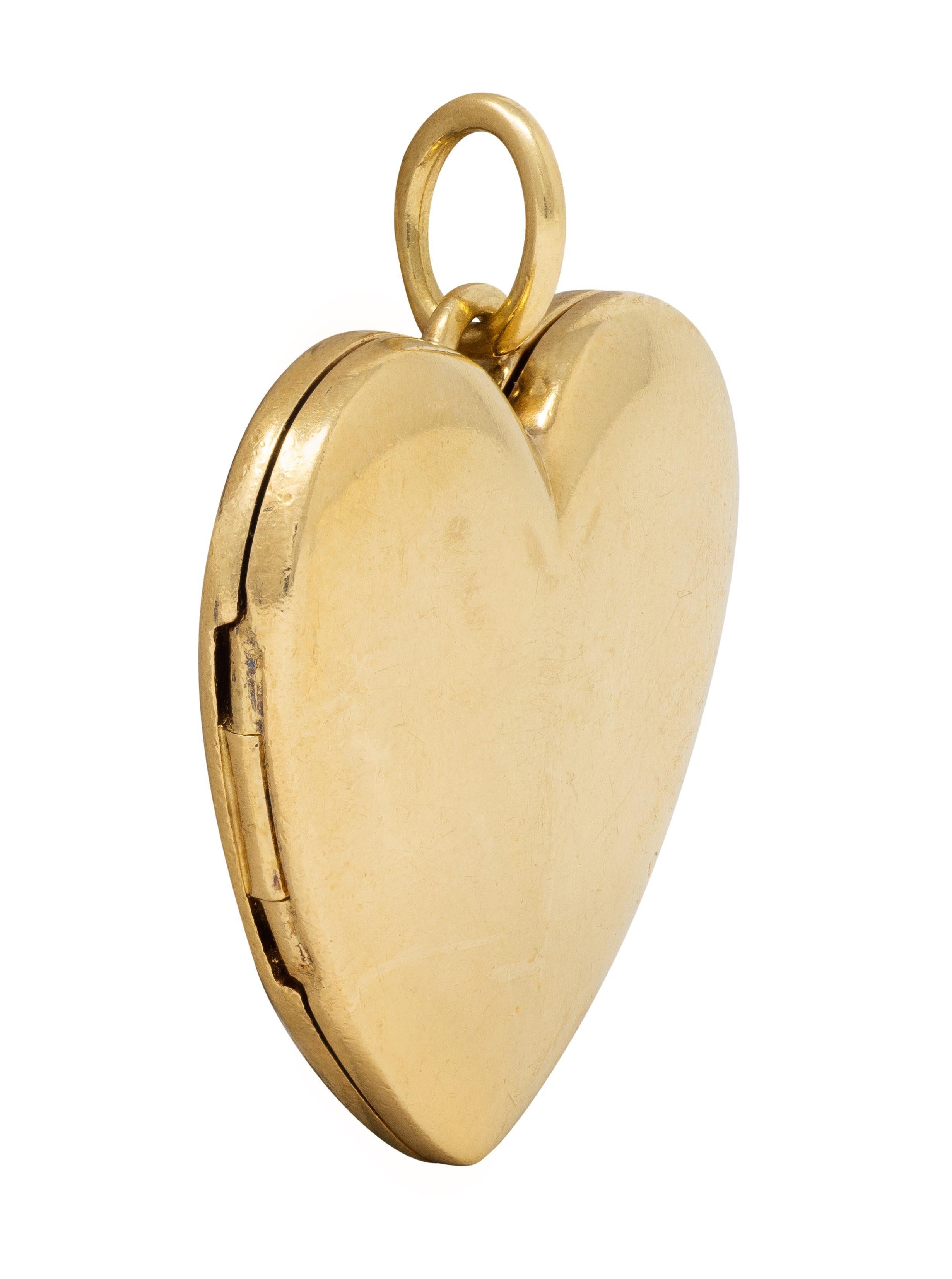 Women's Tiffany & Co. 18 Karat Yellow Gold Vintage Heart Locket Pendant For Sale