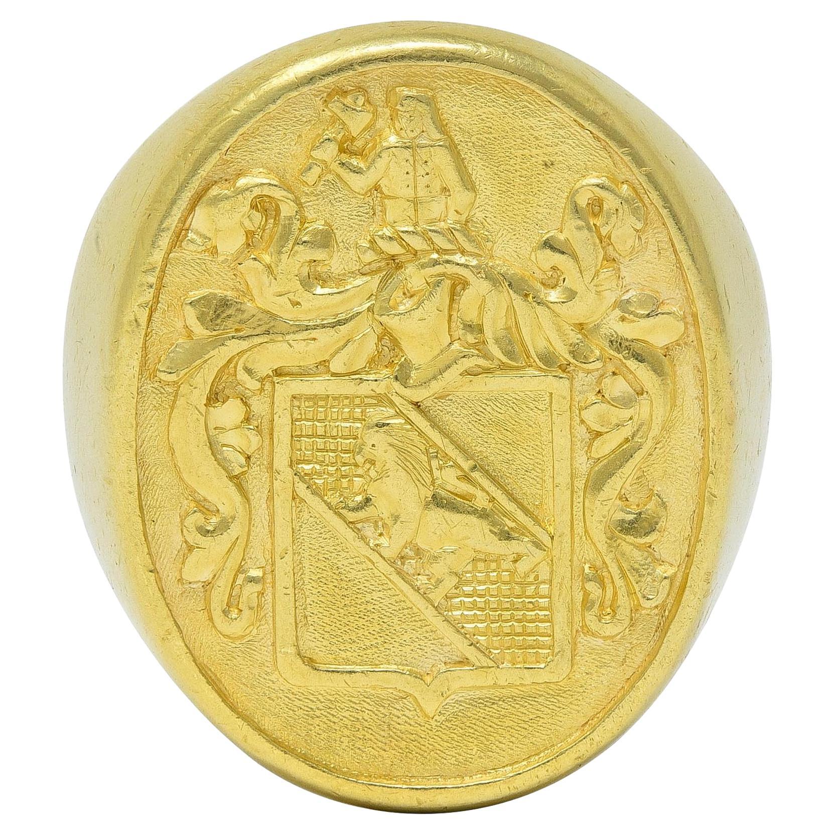 Tiffany & Co. 18 Karat Yellow Gold Vintage Heraldry Unisex Signet Ring