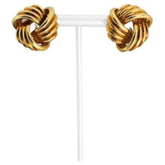 Tiffany & Co. 18 Karat Yellow Gold Vintage Knot Heavy Earclips