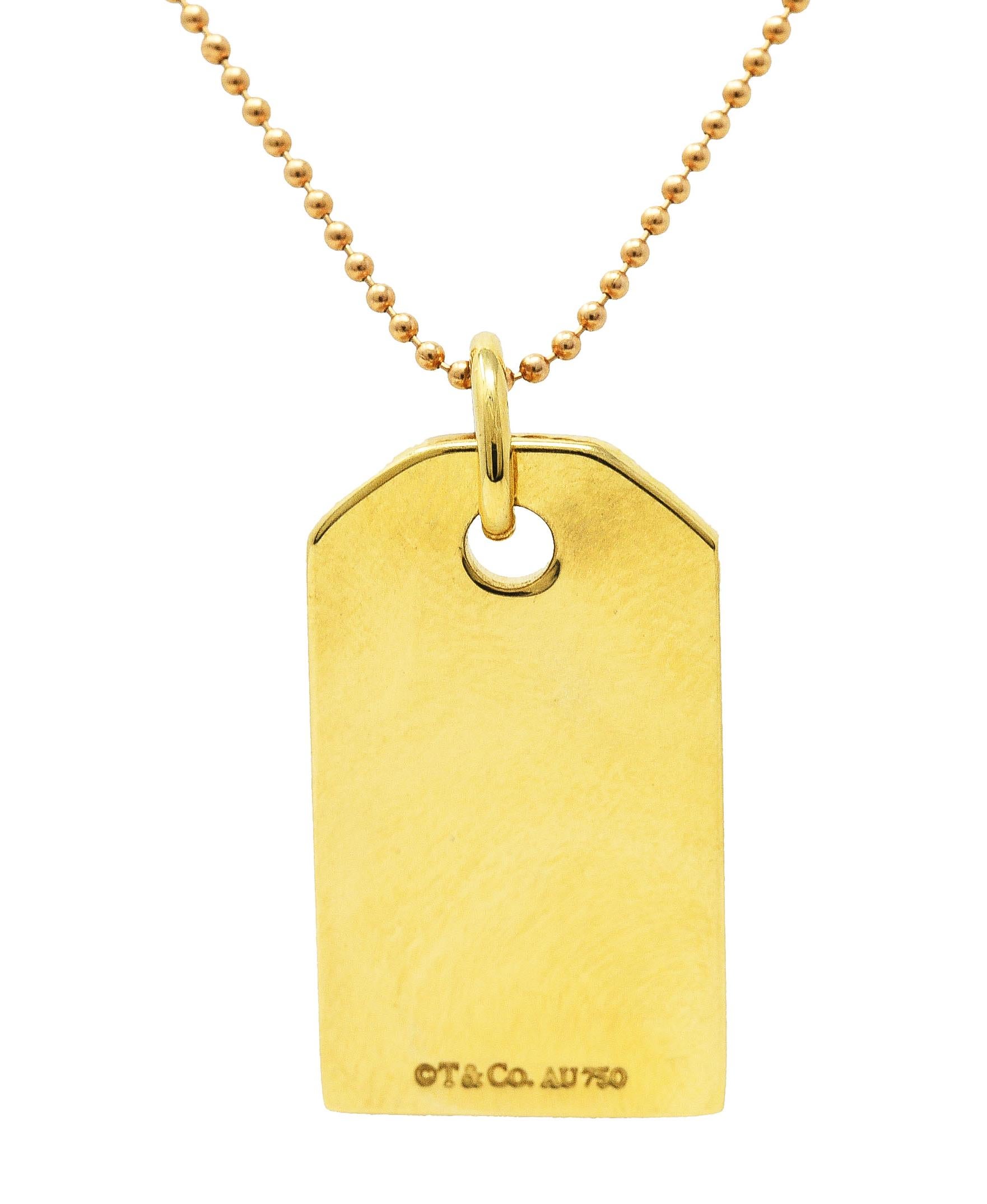 Tiffany & Co. 18 Karat Yellow Gold Vintage Tag Pendant Necklace 7