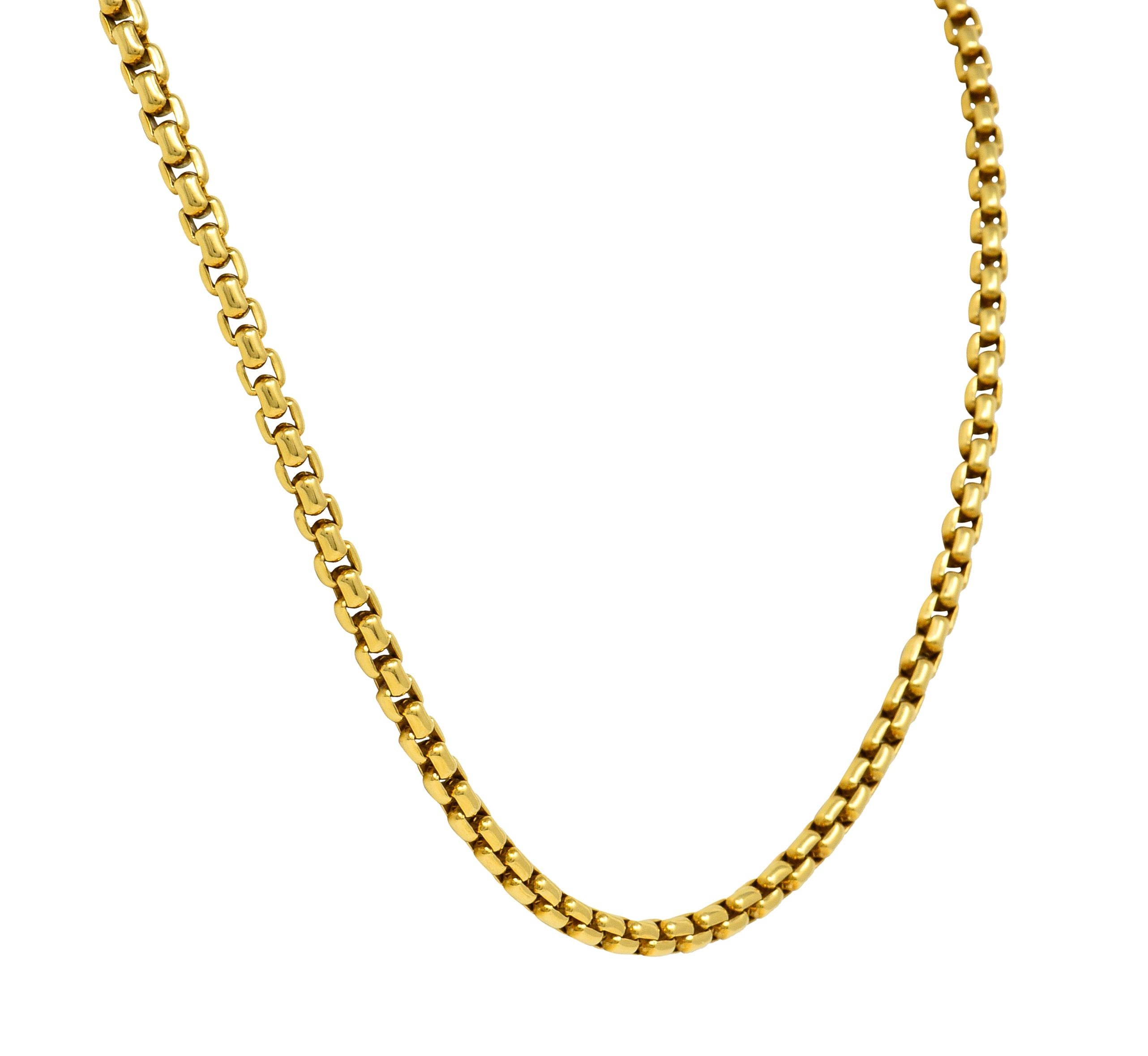 Tiffany & Co. 18 Karat Gelbgold Vintage Unisex Box Kette 20 IN Halskette im Zustand „Hervorragend“ in Philadelphia, PA