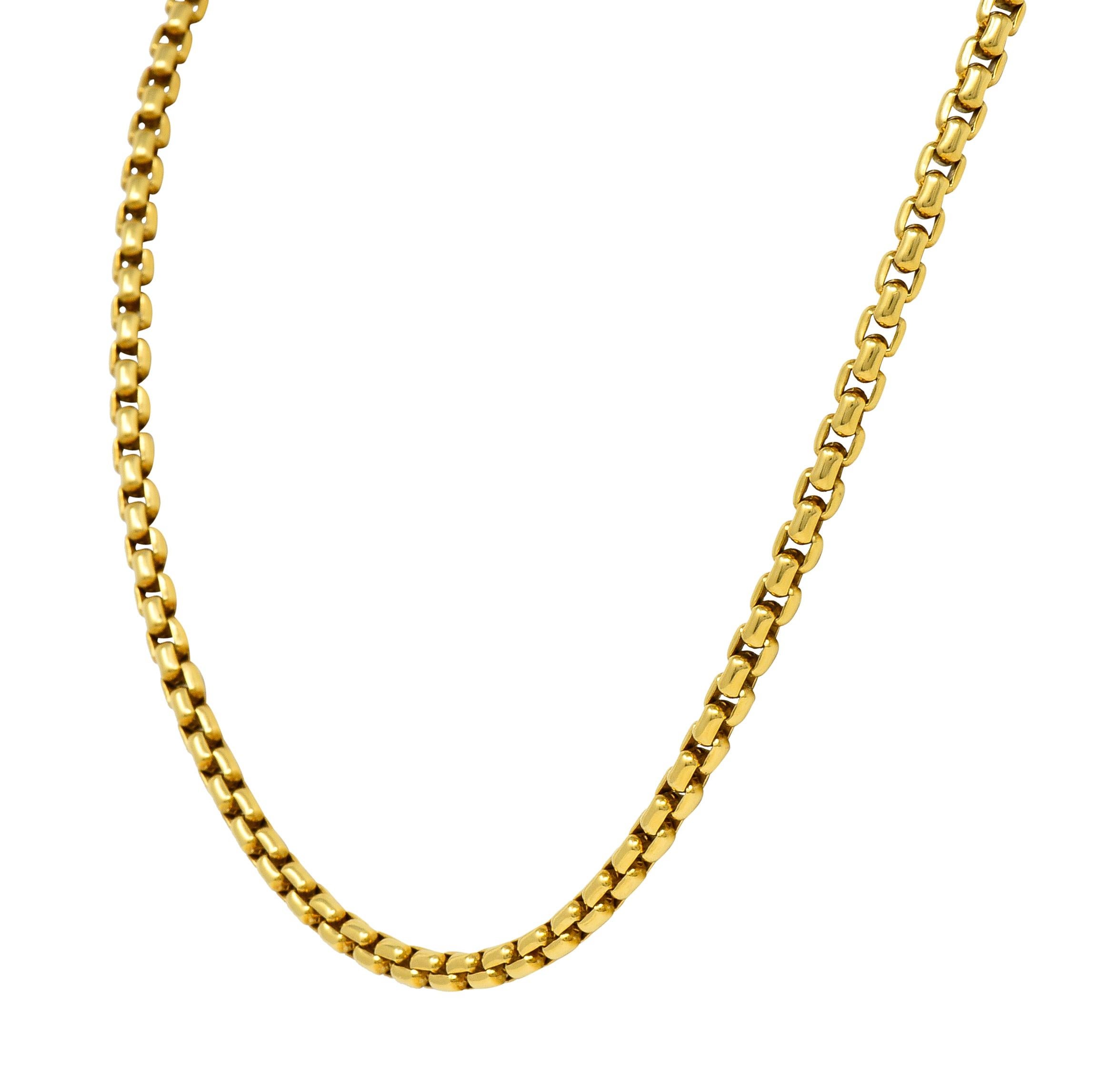 Tiffany & Co. 18 Karat Yellow Gold Vintage Unisex Box Chain 20 IN Necklace In Excellent Condition In Philadelphia, PA