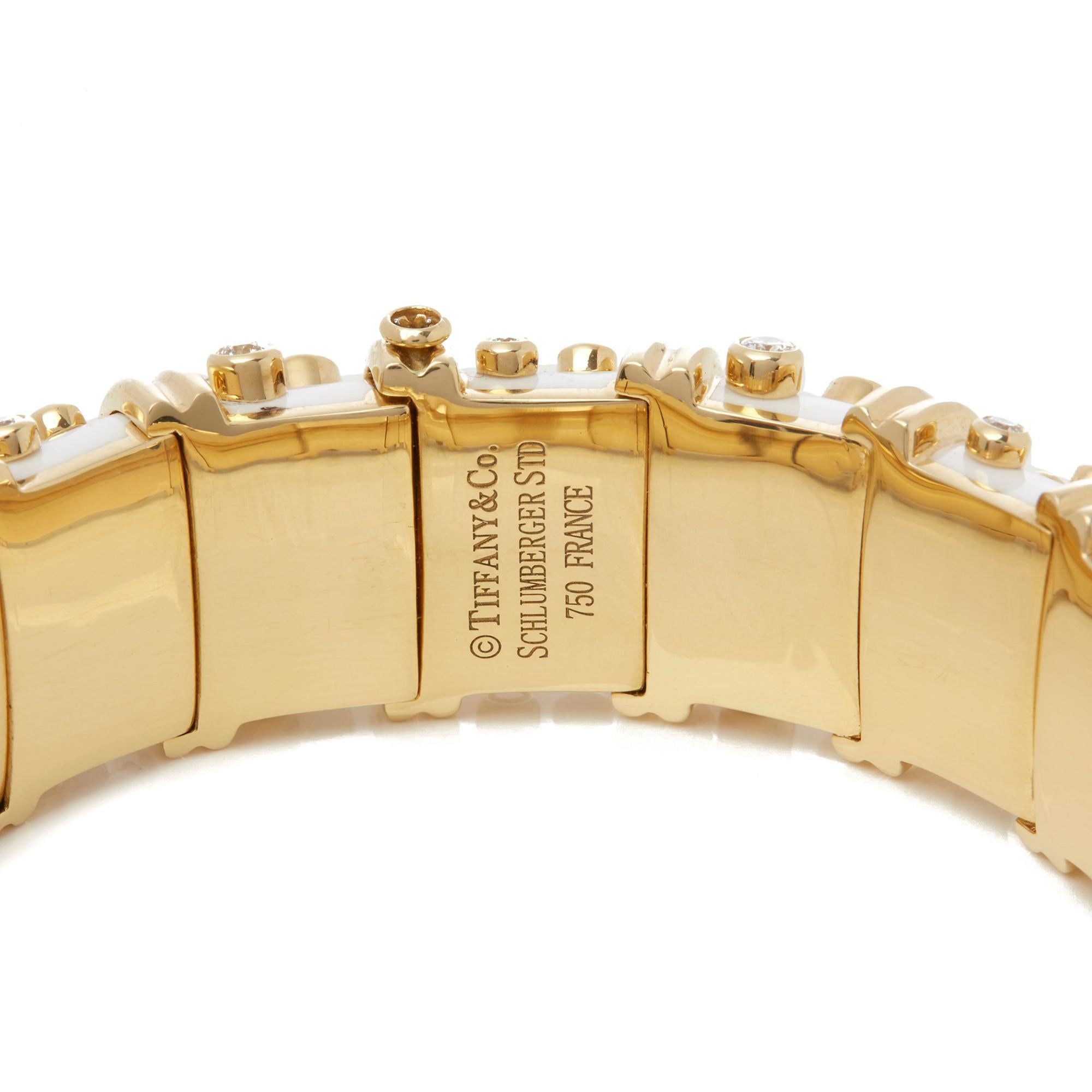 Women's Tiffany & Co. 18 Karat Yellow Gold White Enamel Diamond Schlumberger Bracelet