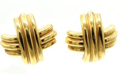 Tiffany & Co. 18 Karat Yellow Gold X Ear Clips