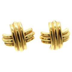 Tiffany & Co. 18 Karat Yellow Gold X Ear Clips