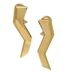 Tiffany & Co. 18 Karat Yellow Gold Zigzag Clip-On Earrings
