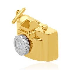 Tiffany & Co. 18 Karat Yellow & White Gold Diamond Camera Charm