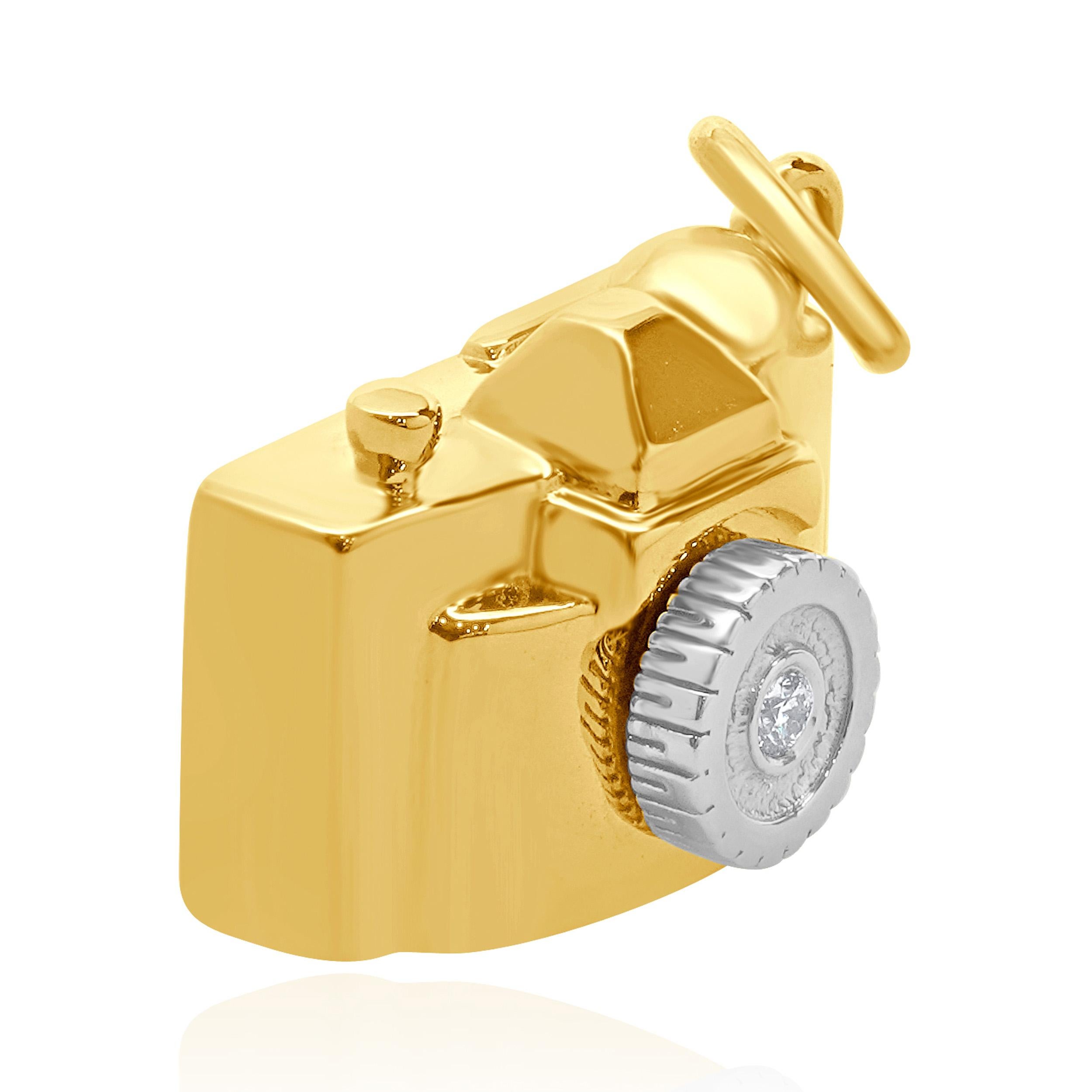 Tiffany & Co. 18 Karat Yellow & White Gold Diamond Camera Charm	 In Excellent Condition In Scottsdale, AZ