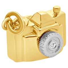 Tiffany & Co. 18 Karat Yellow & White Gold Diamond Camera Charm	