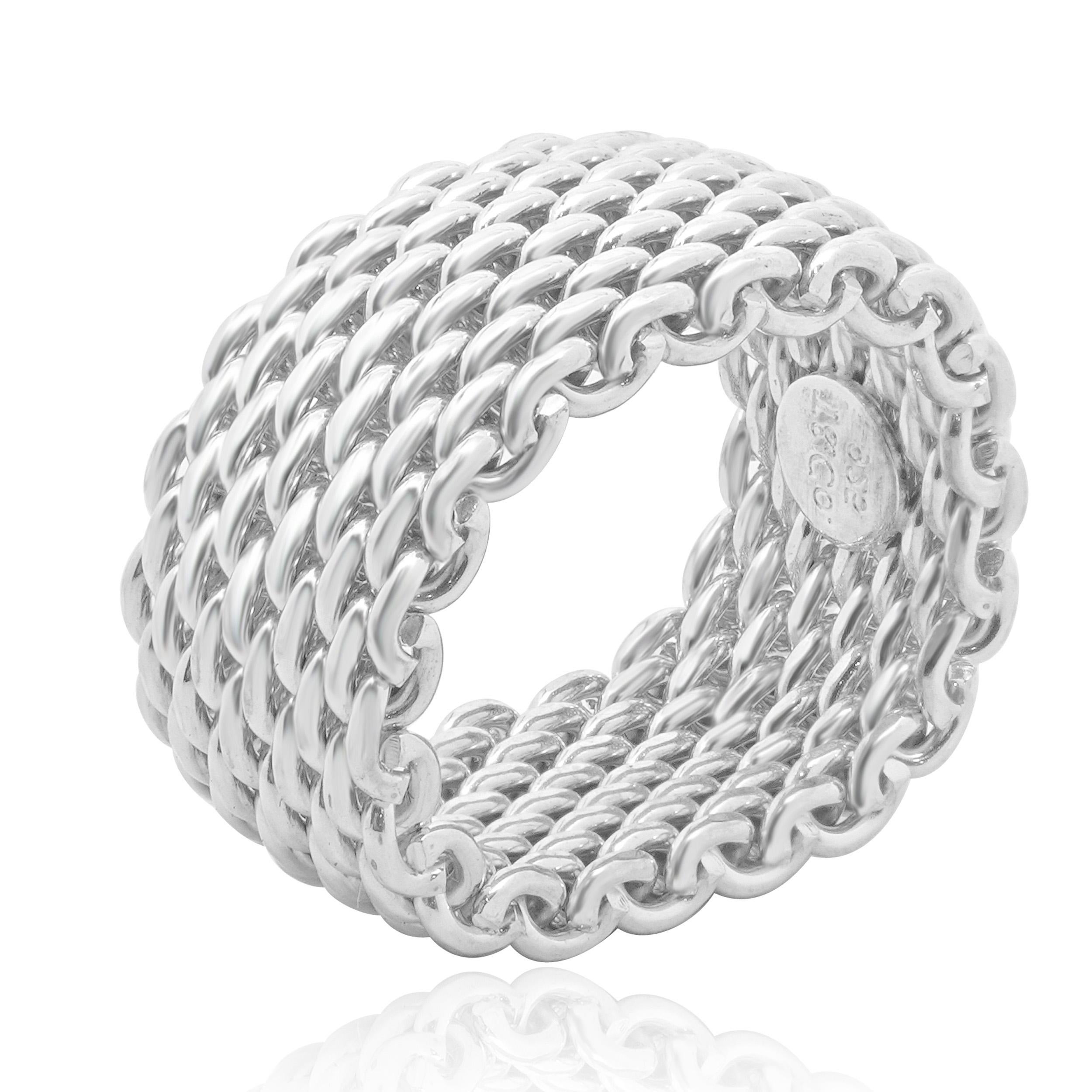 Women's or Men's Tiffany & Co. 18 Sterling Silver Somerset Ring