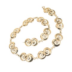 Tiffany & Co 1.80 Carat Diamond Yellow Gold Swirl Link Necklace