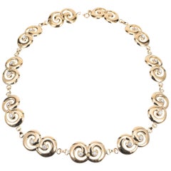 Tiffany & Co 1.80 Carat Diamond Yellow Gold Swirl Link Necklace