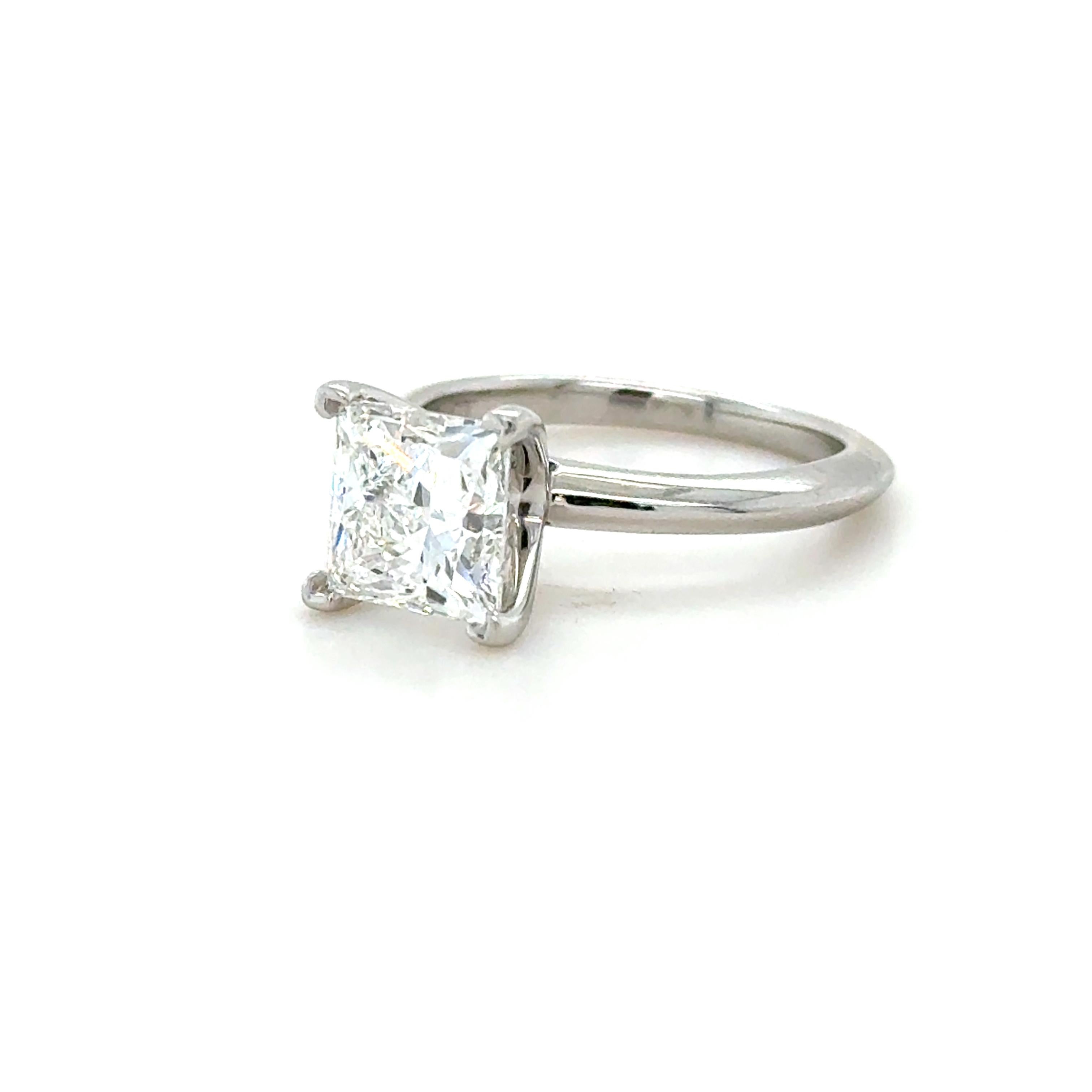 Contemporary Tiffany & Co., 1.81 Carat Princess Cut Diamond Engagement Ring For Sale