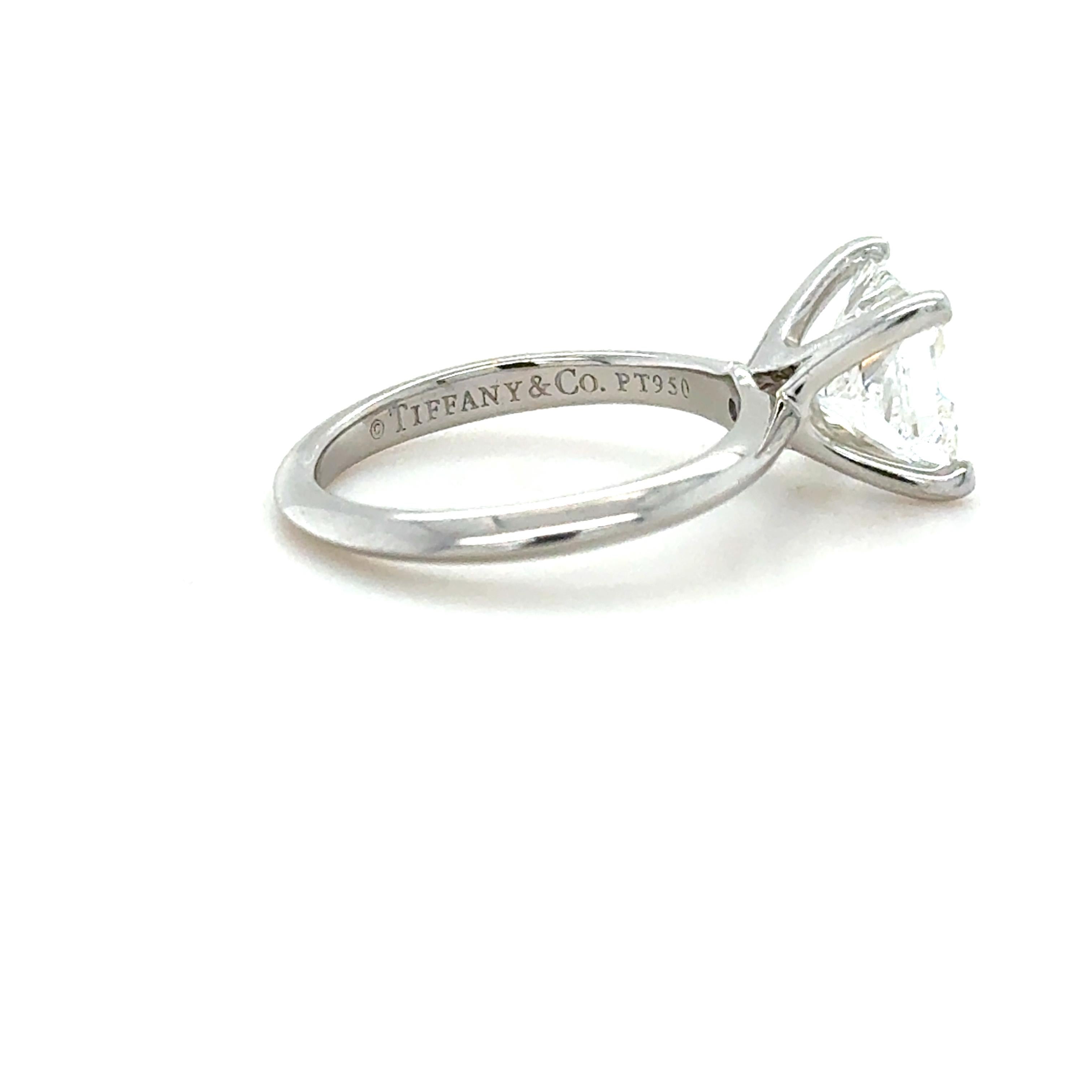Women's Tiffany & Co., 1.81 Carat Princess Cut Diamond Engagement Ring For Sale
