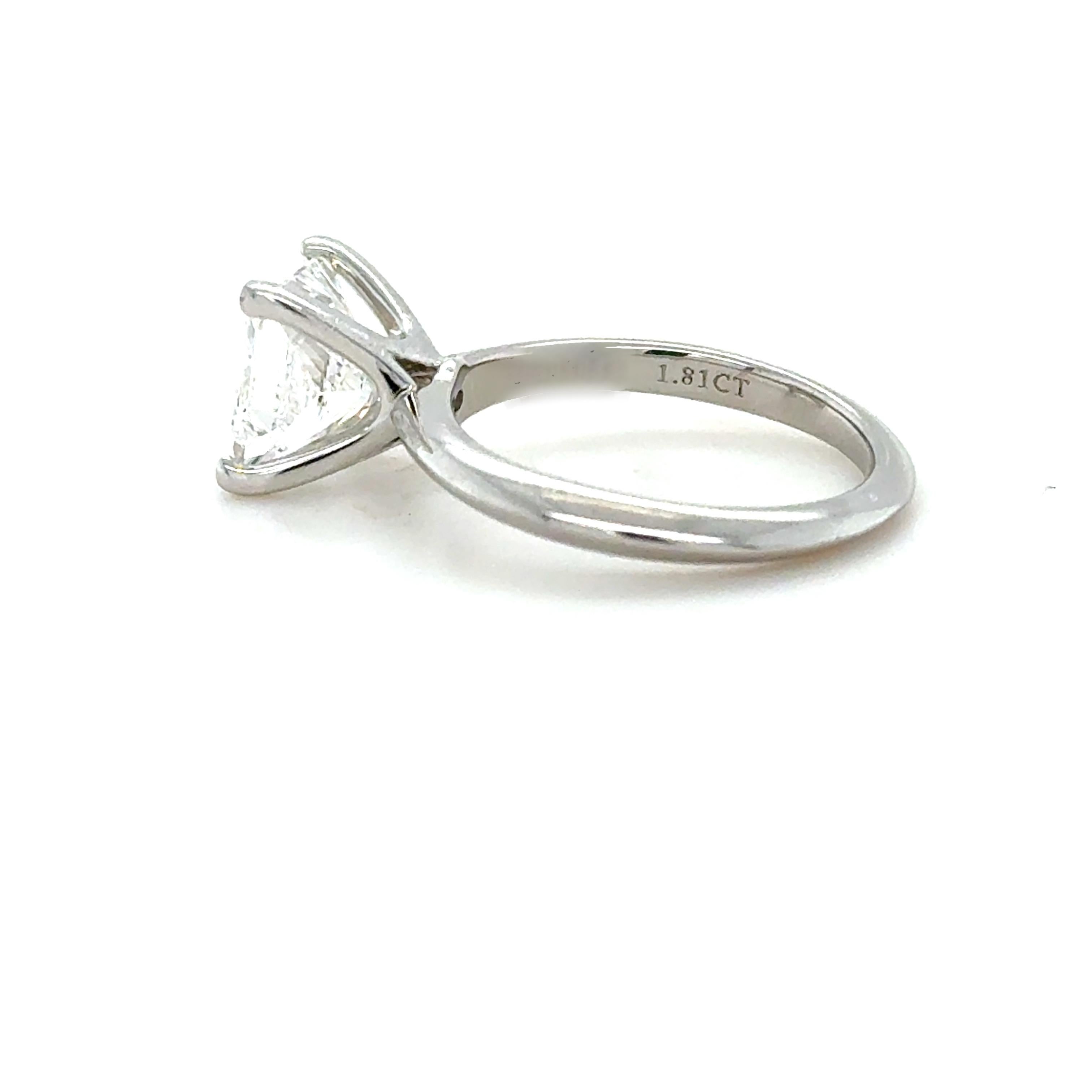 Tiffany & Co., 1.81 Carat Princess Cut Diamond Engagement Ring For Sale 1