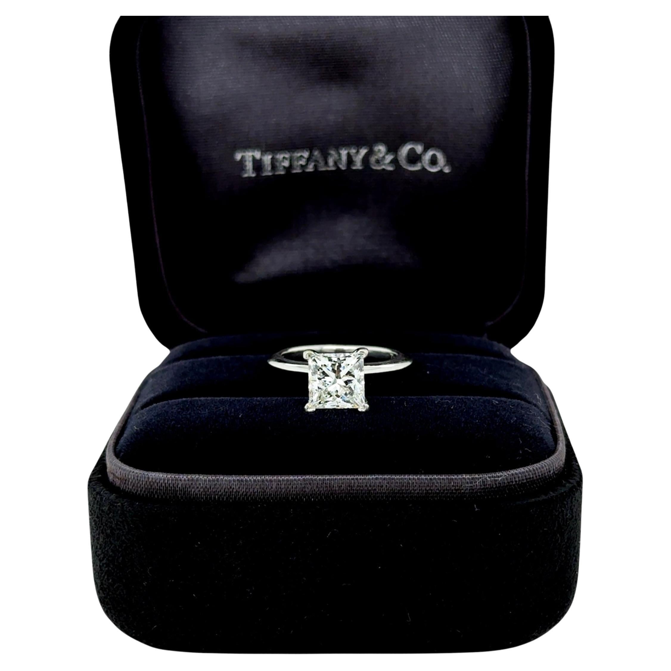 Tiffany & Co., 1.81 Carat Princess Cut Diamond Engagement Ring For Sale
