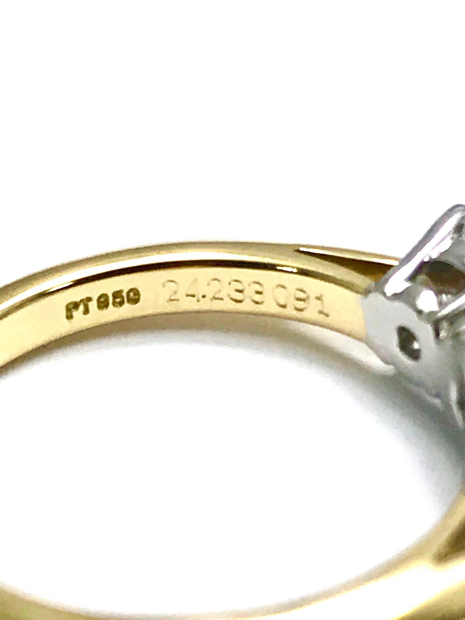Women's or Men's Tiffany & Co. 1.82 Carat Total Three Diamond Platinum and Yellow Gold Ring