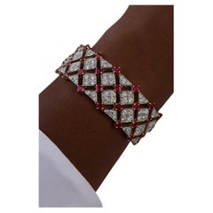 Tiffany & Co. 18.24 Carat  Diamond & Ruby 18K White/Yellow Gold Bracelet