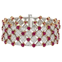 Tiffany & Co. 18,24 carats  Bracelet en or blanc/jaune 18K avec diamants et rubis