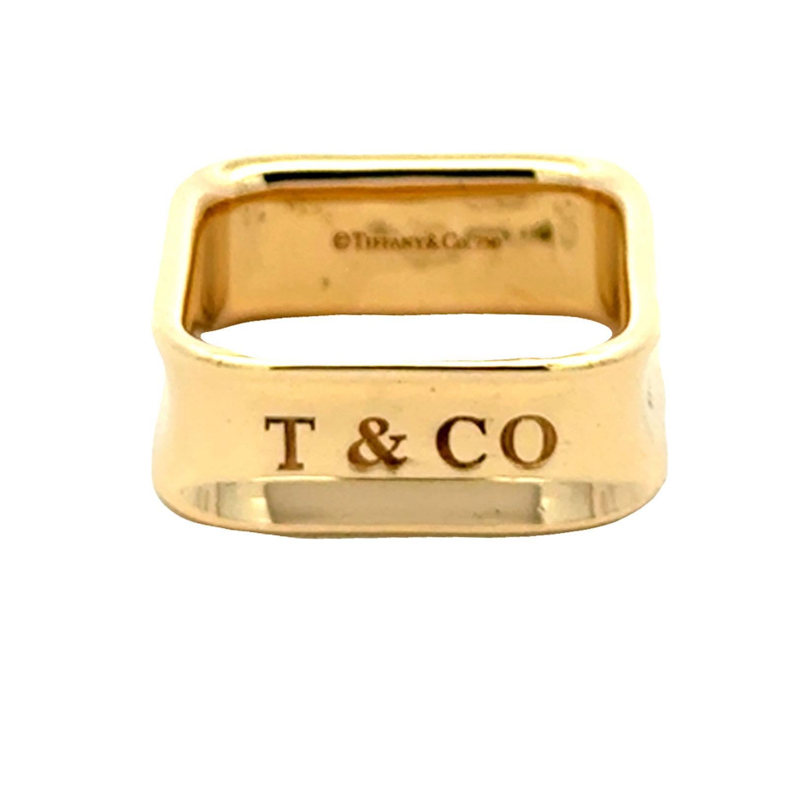 Moderne Tiffany & Co. 1837 18 Karat Yellow Gold Square Band Ring 6.5 en vente