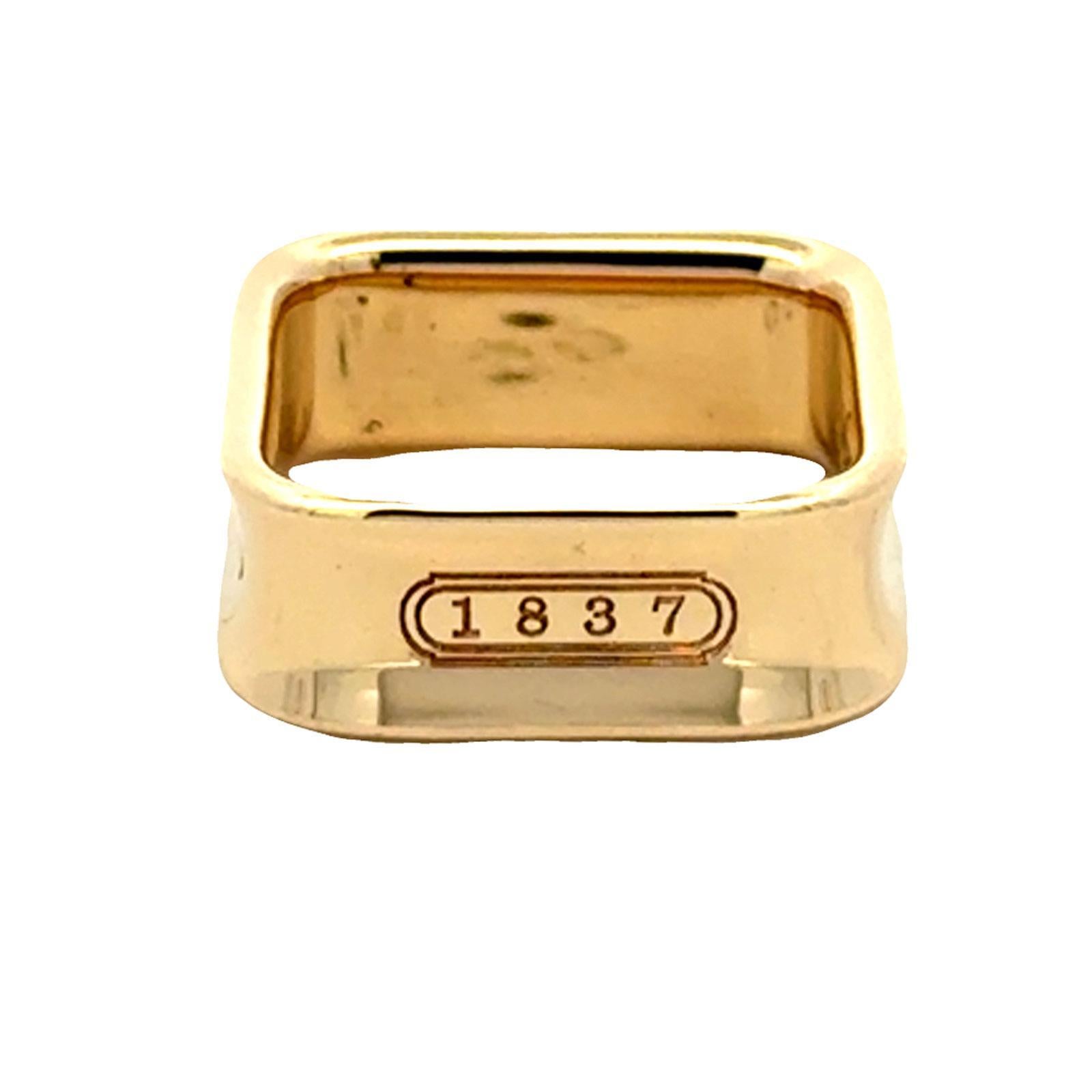 Tiffany & Co. 1837 18 Karat Yellow Gold Square Band Ring 6.5 Pour femmes en vente