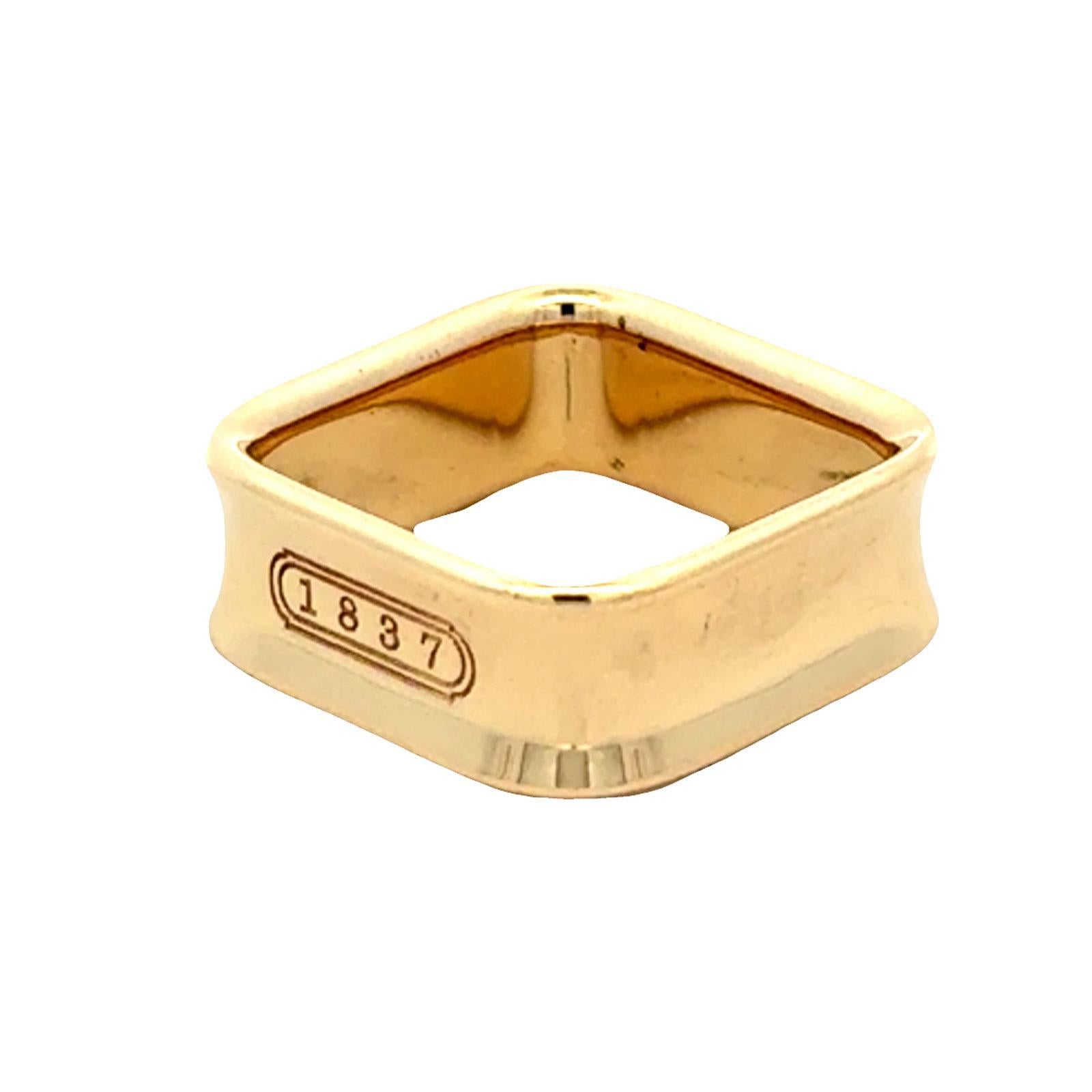 Tiffany & Co. 1837 18 Karat Yellow Gold Square Band Ring 6.5 en vente 2