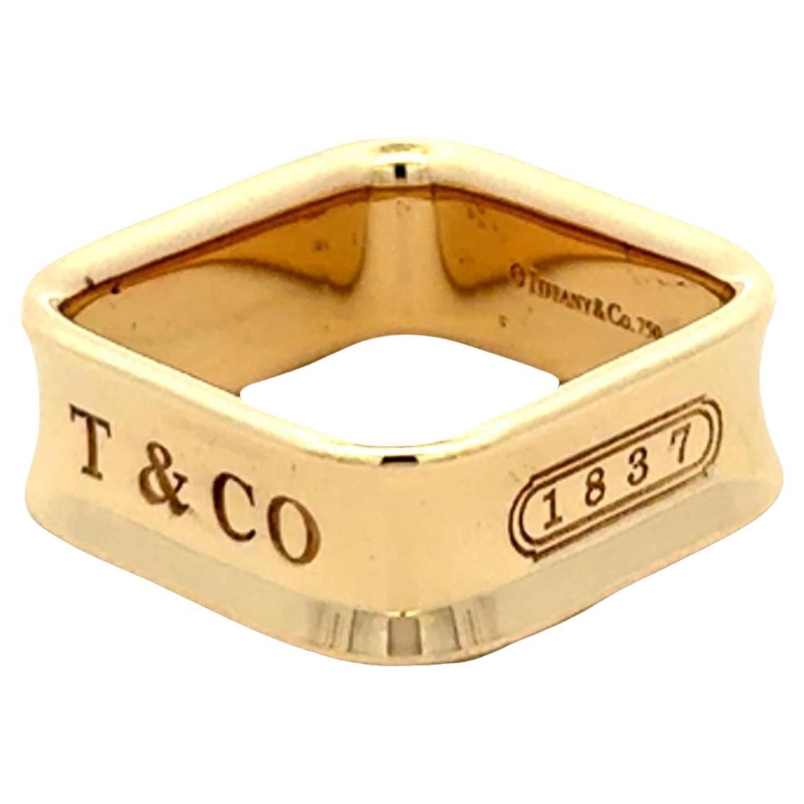 Tiffany & Co. 1837 18 Karat Yellow Gold Square Band Ring 6.5