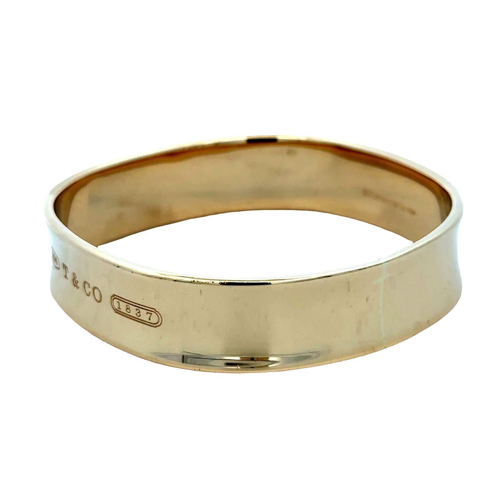 Tiffany & Co. 1837 18 Karat Yellow Gold Square Modern Bangle Bracelet In Excellent Condition For Sale In Boca Raton, FL