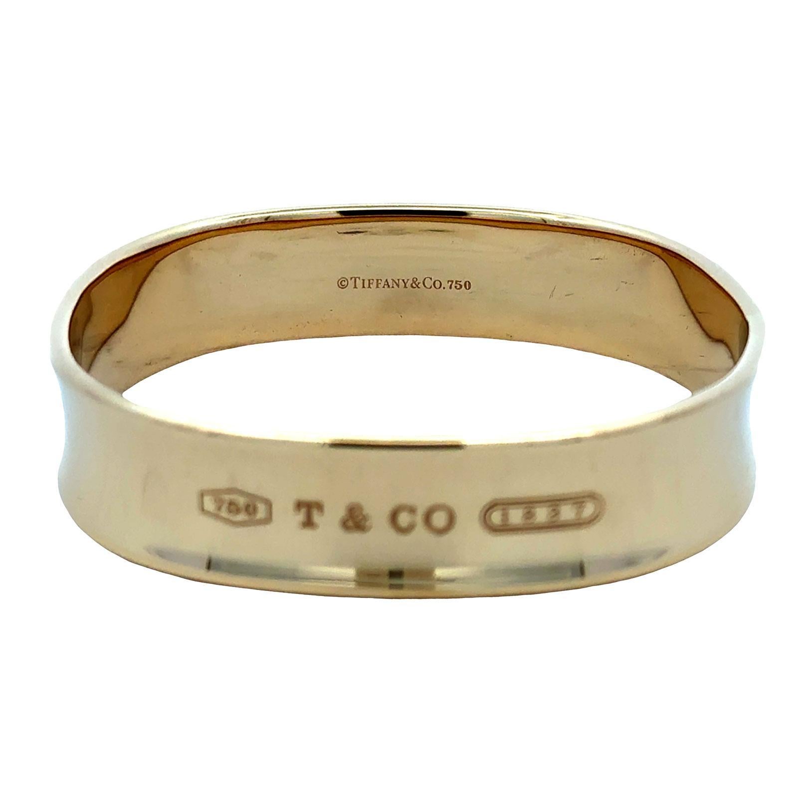 Tiffany & Co. 1837 18 Karat Yellow Gold Square Modern Bangle Bracelet For Sale 1