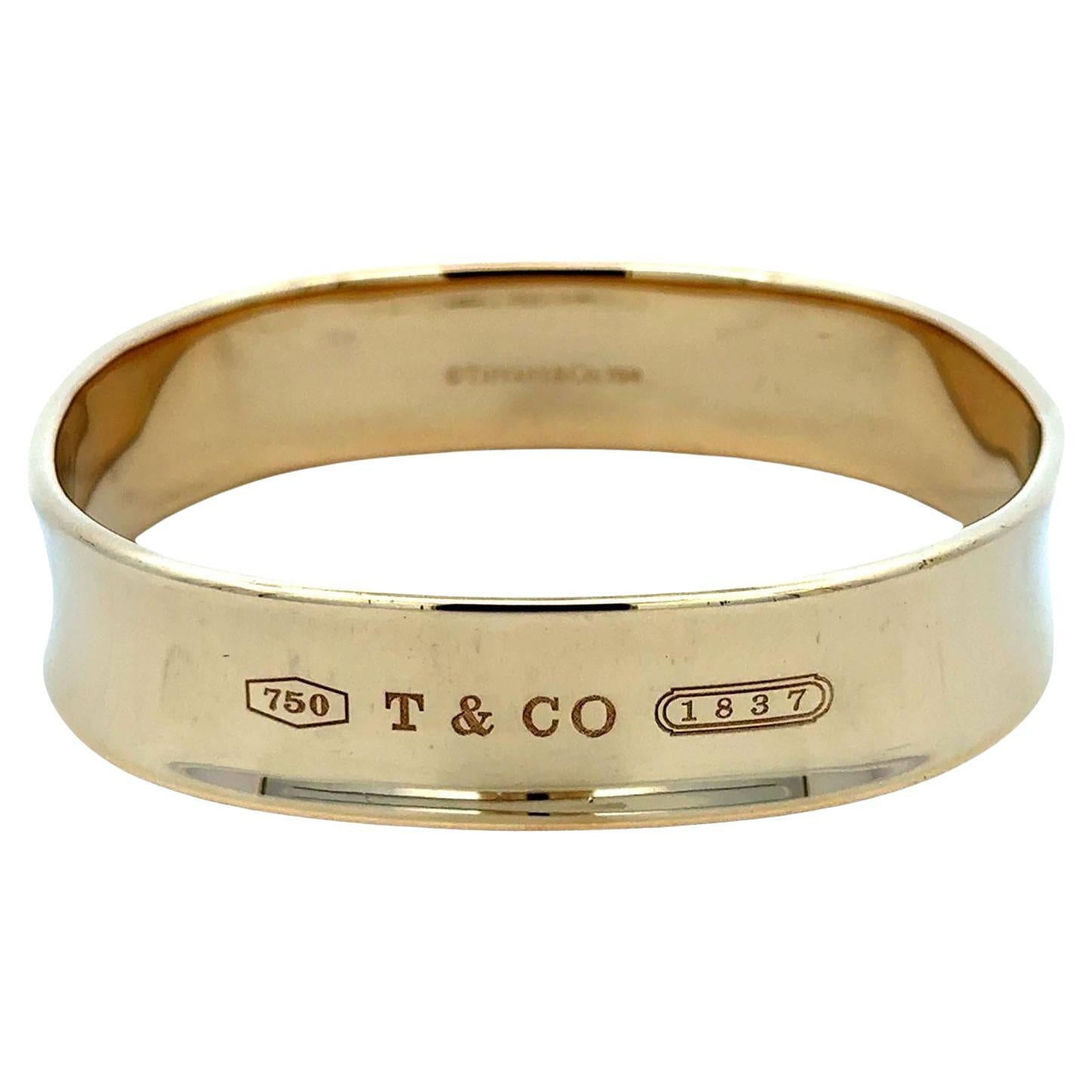 Tiffany & Co. 1837 18 Karat Yellow Gold Square Modern Bangle Bracelet