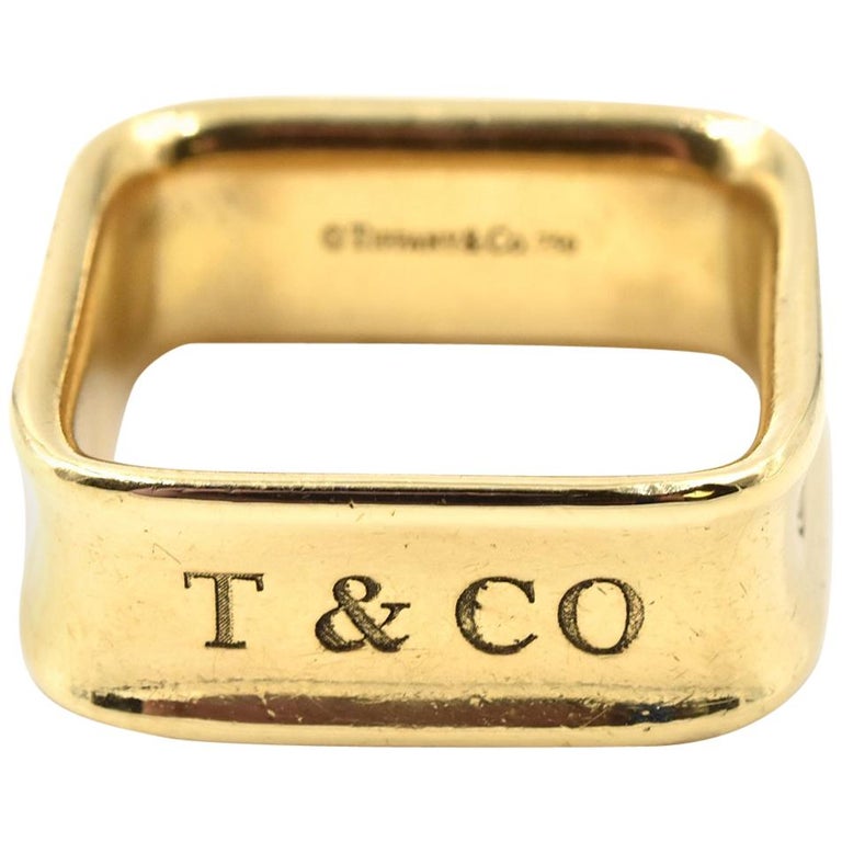 Tiffany and Co. 1837 18 Karat Yellow Gold Square Ring at 1stDibs square tiffany ring, tiffany