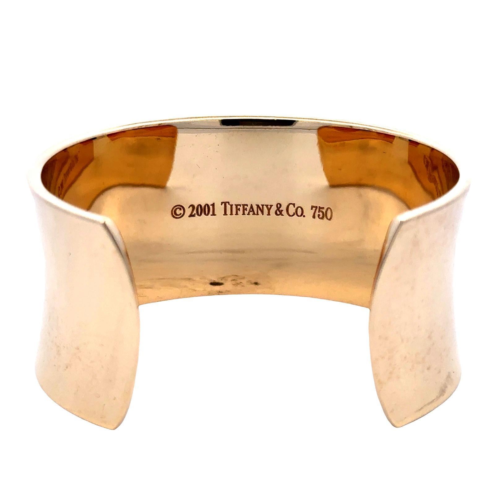 Tiffany & Co 1837 18 Karat Yellow Gold  Wide Cuff Bangle Bracelet en venta 2