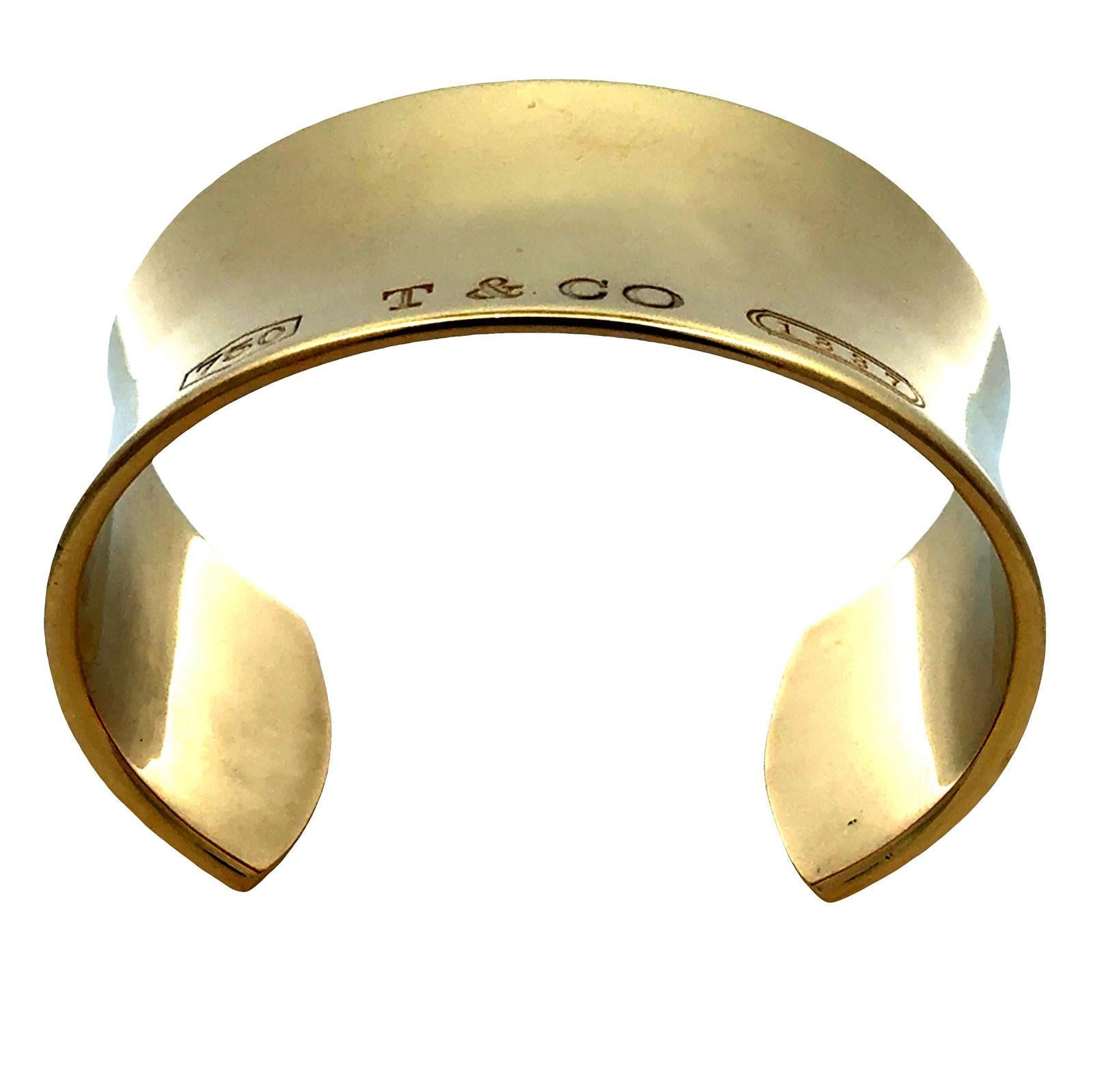 Tiffany & Co 1837 18 Karat Yellow Gold  Wide Cuff Bangle Bracelet en venta 3