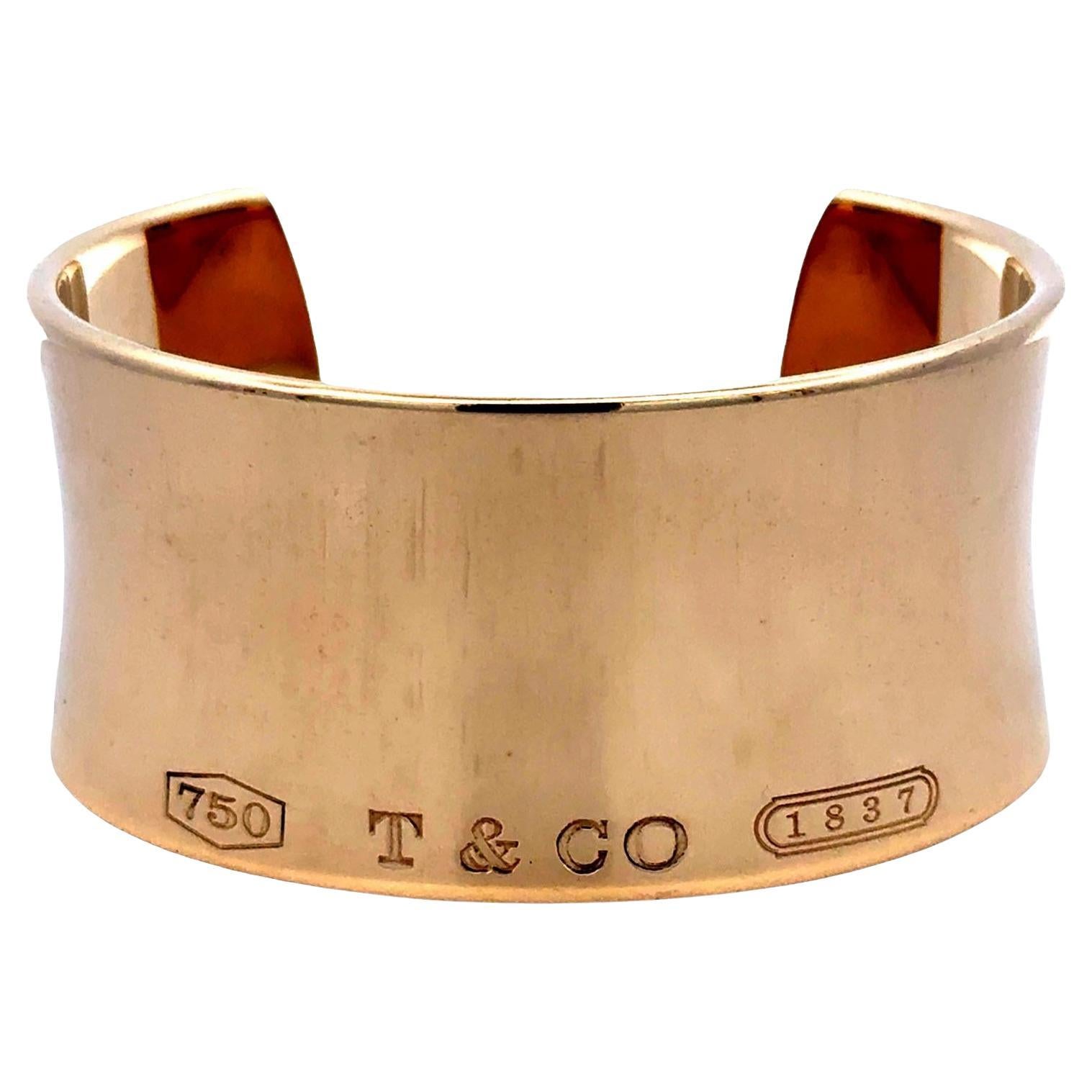 Tiffany & Co 1837 18 Karat Yellow Gold  Wide Cuff Bangle Bracelet